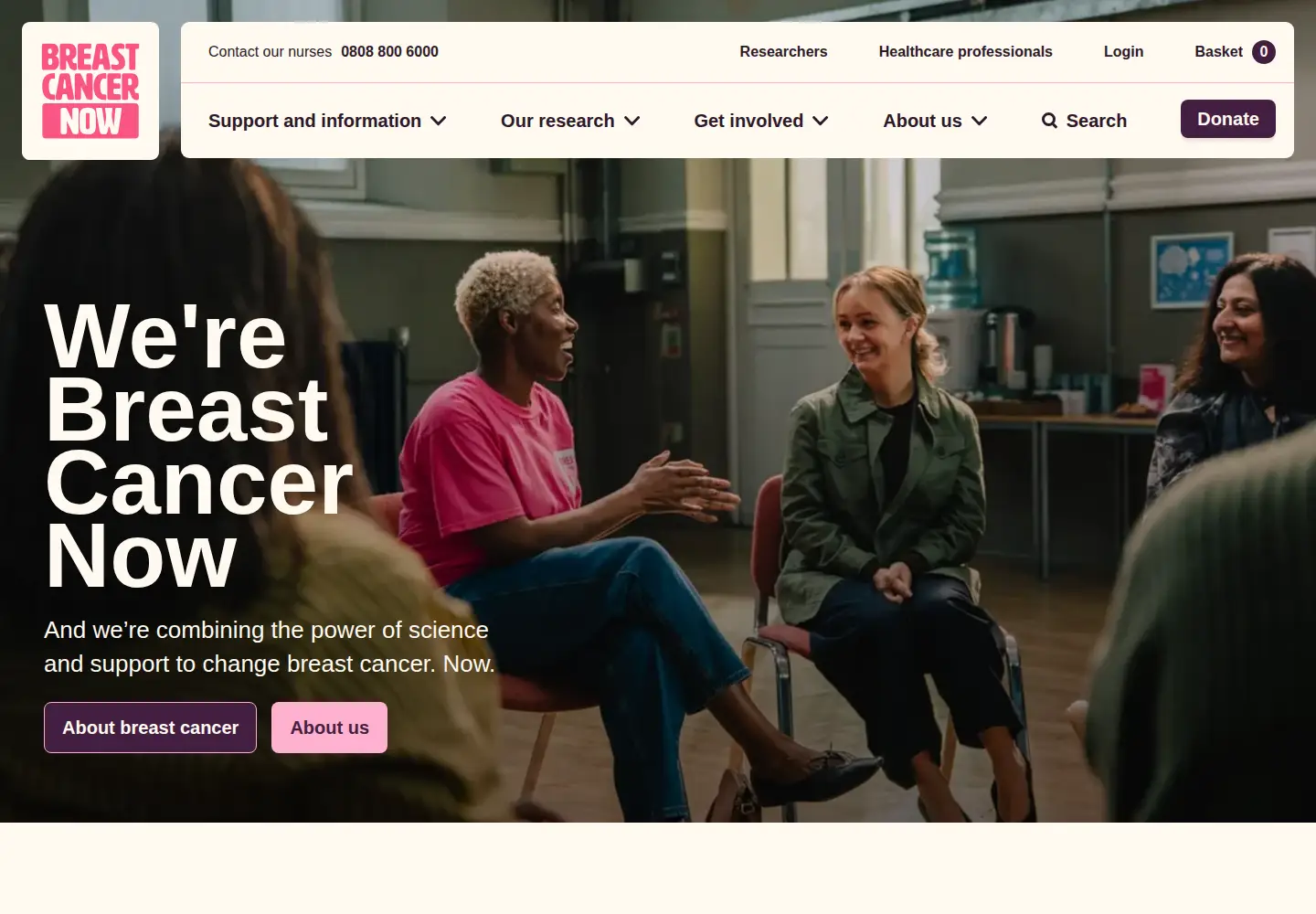Captured homepage of breastcancernow.org in the current scan