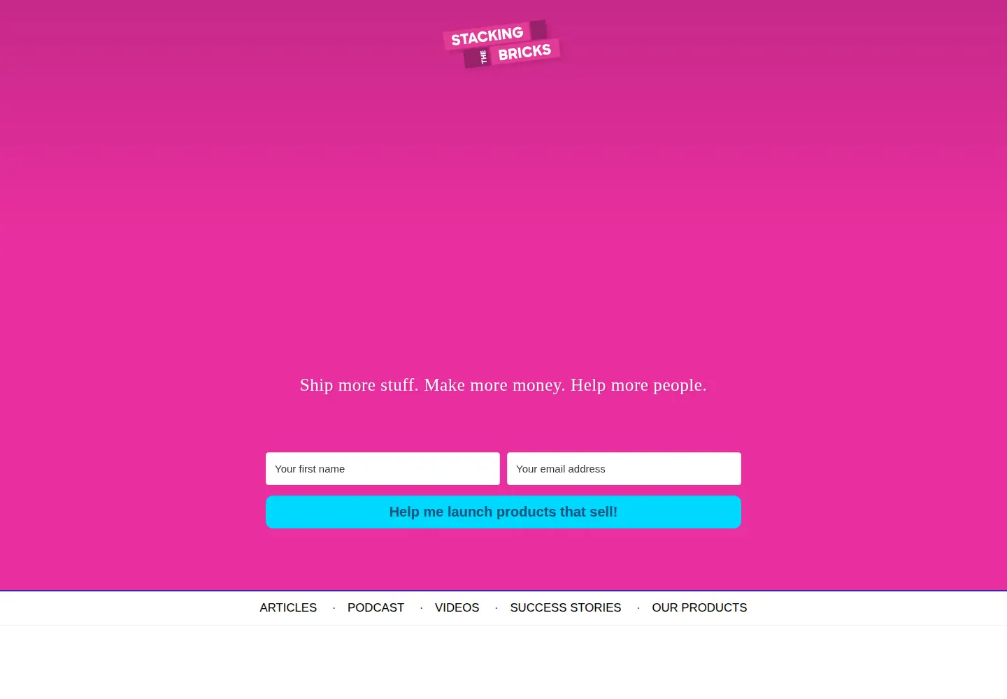 Screenshot of stackingthebricks.com