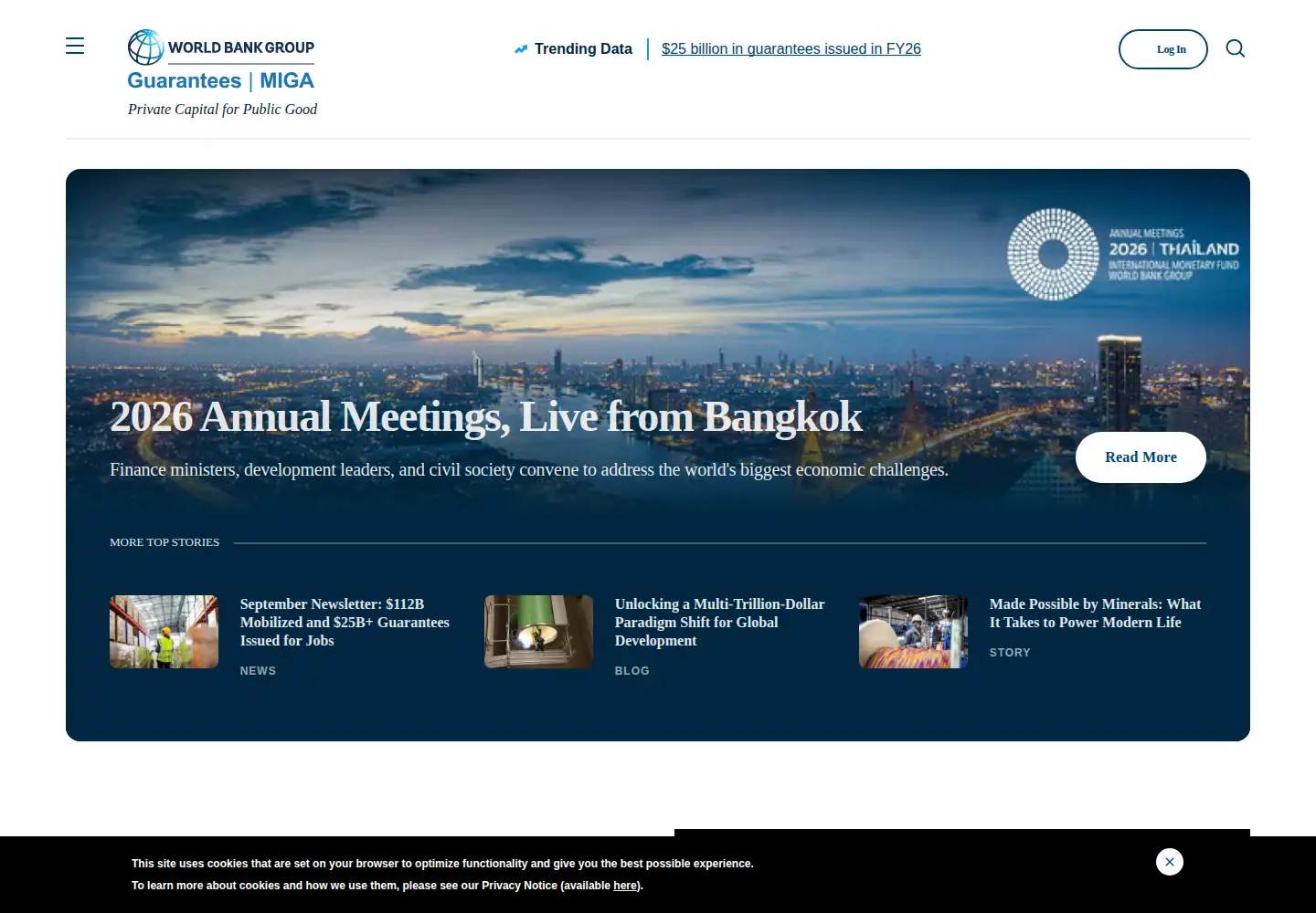 Screenshot of miga.org