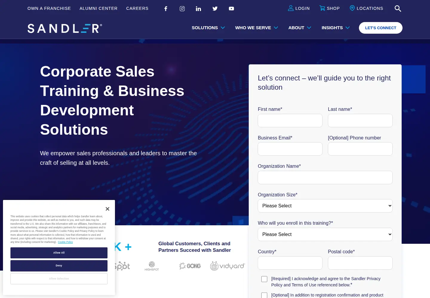 Screenshot of sandler.com