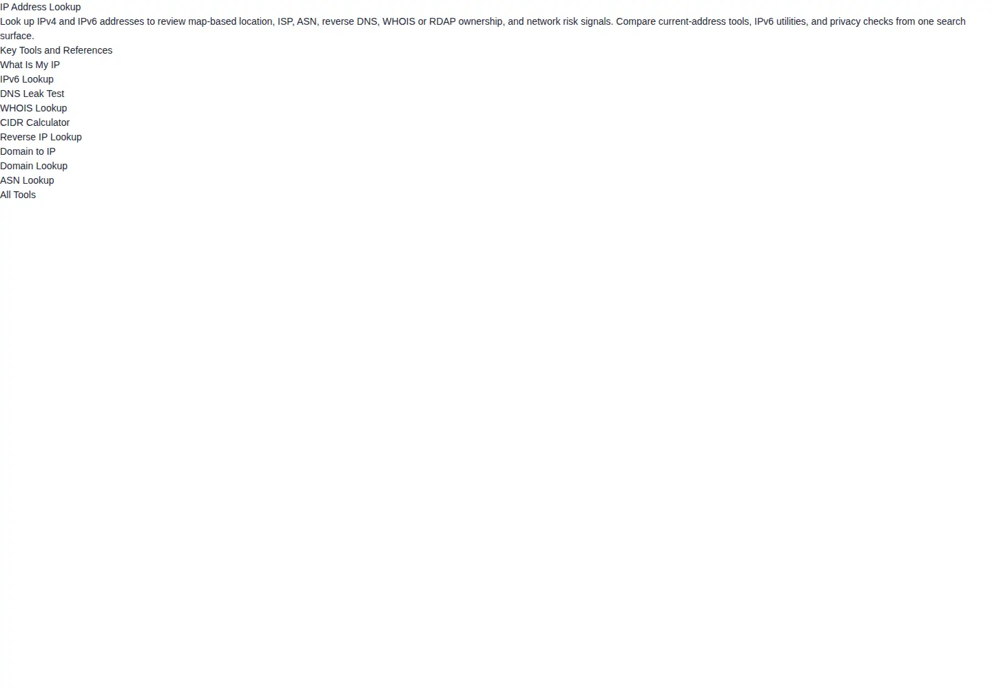 Screenshot of ip-lookup.net