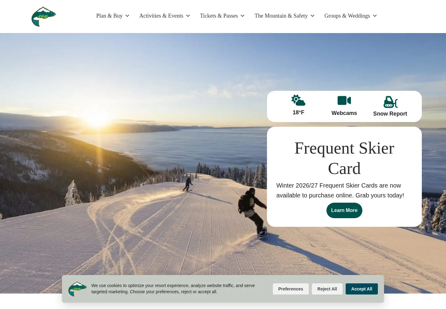 Captured homepage of skiwhitefish.com in the current scan