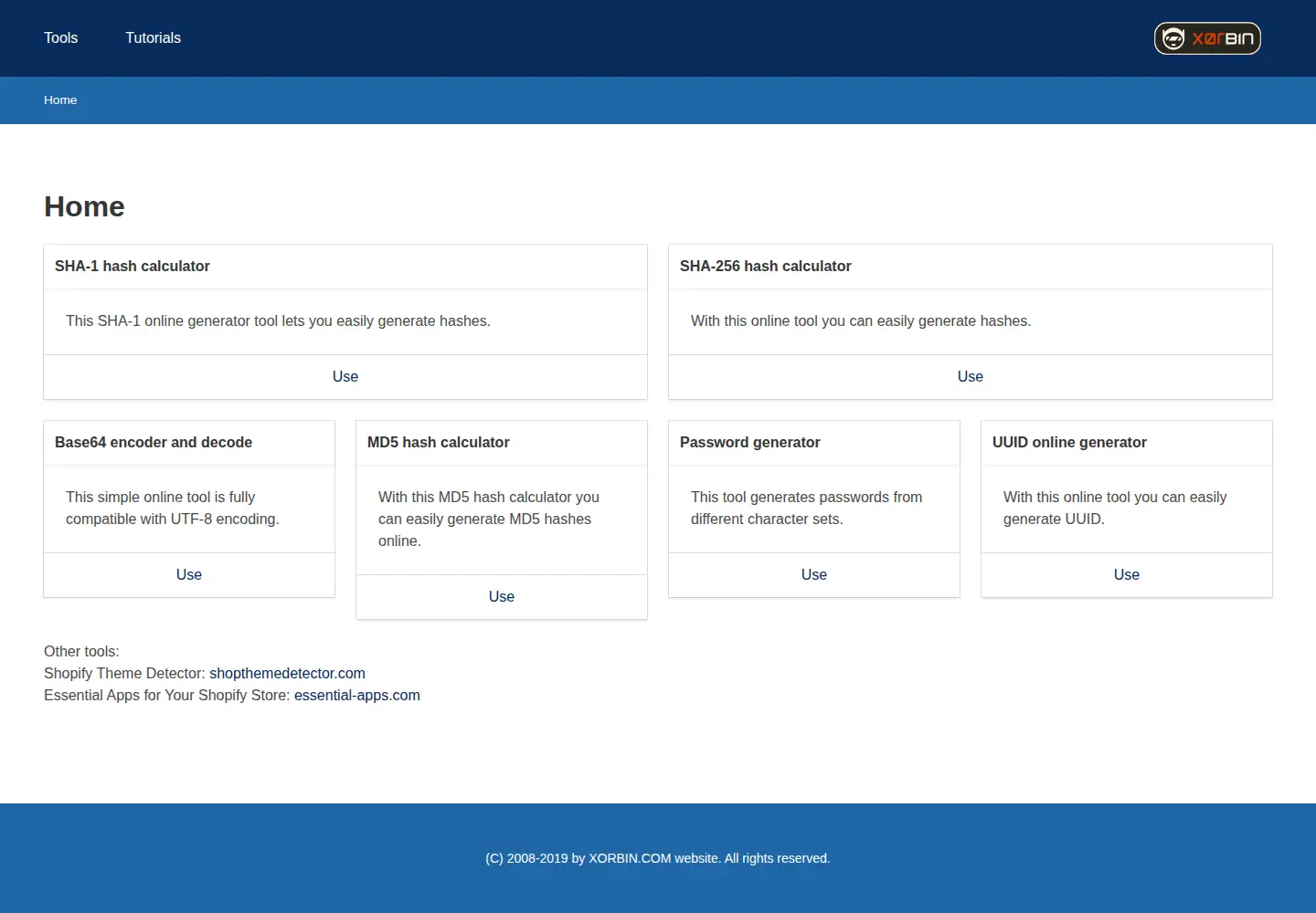 Screenshot of xorbin.com