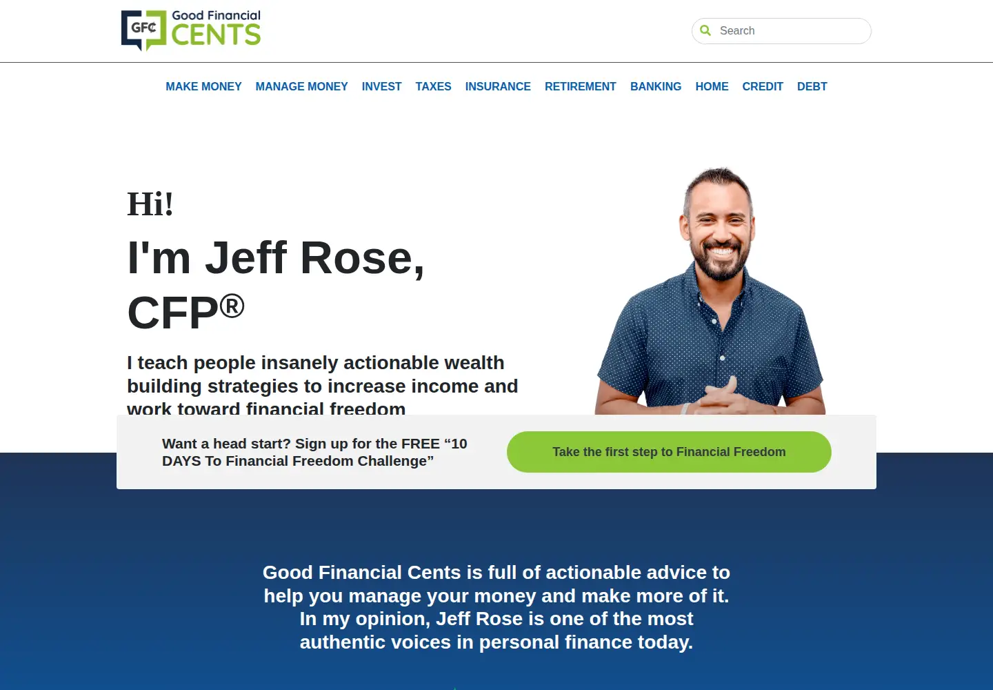 Captured homepage of goodfinancialcents.com in the current scan