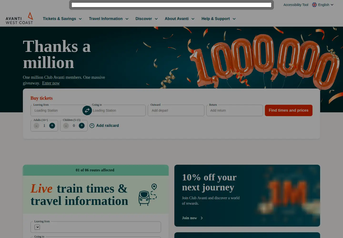 Screenshot of avantiwestcoast.co.uk