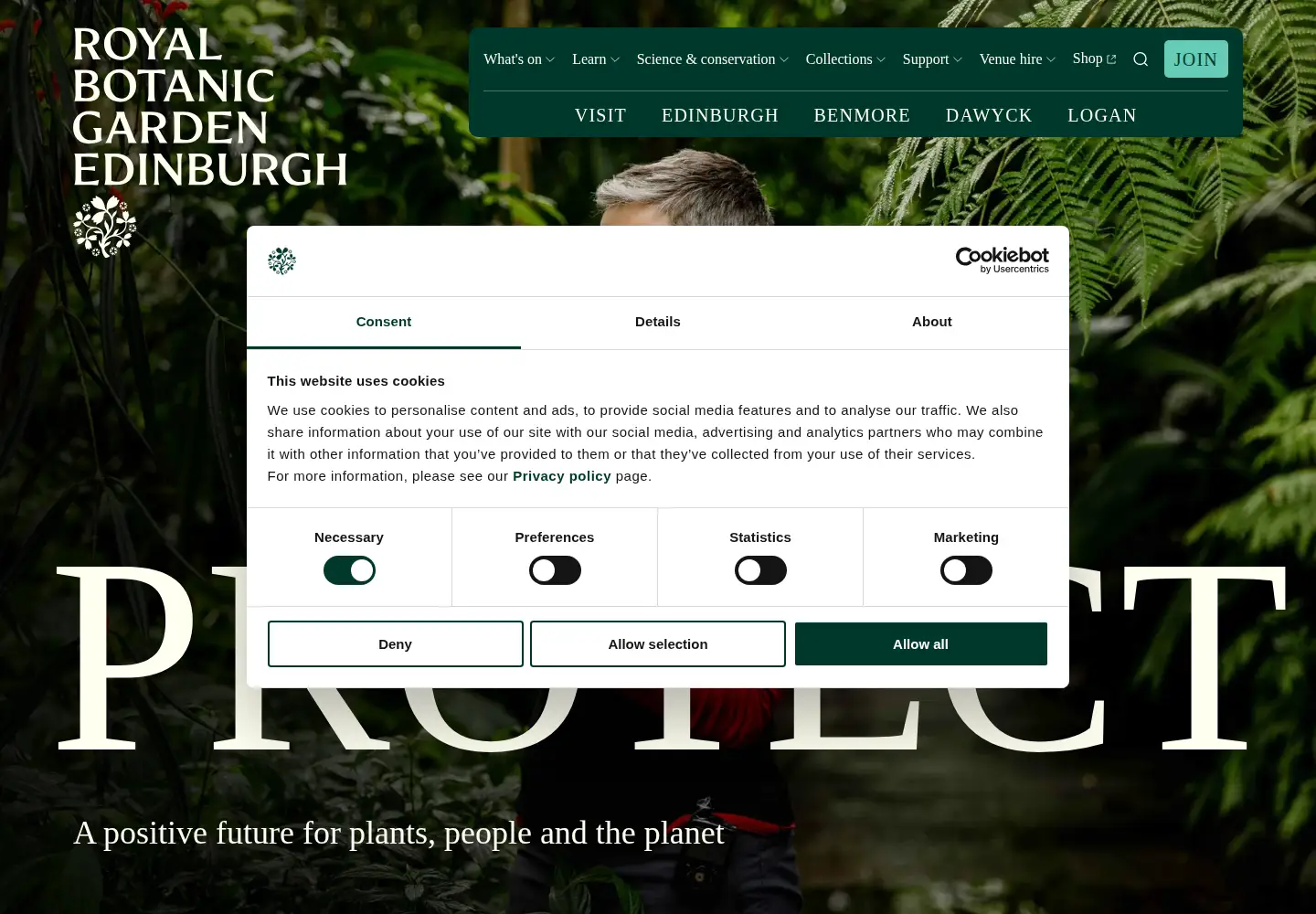 Captured homepage of rbge.org.uk in the current scan