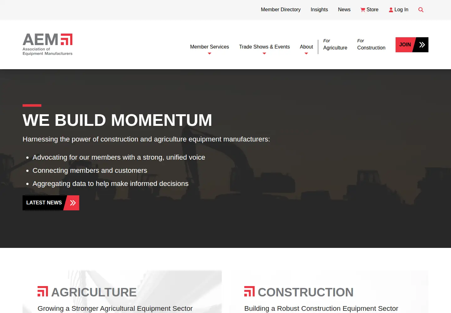 Captured homepage of aem.org in the current scan