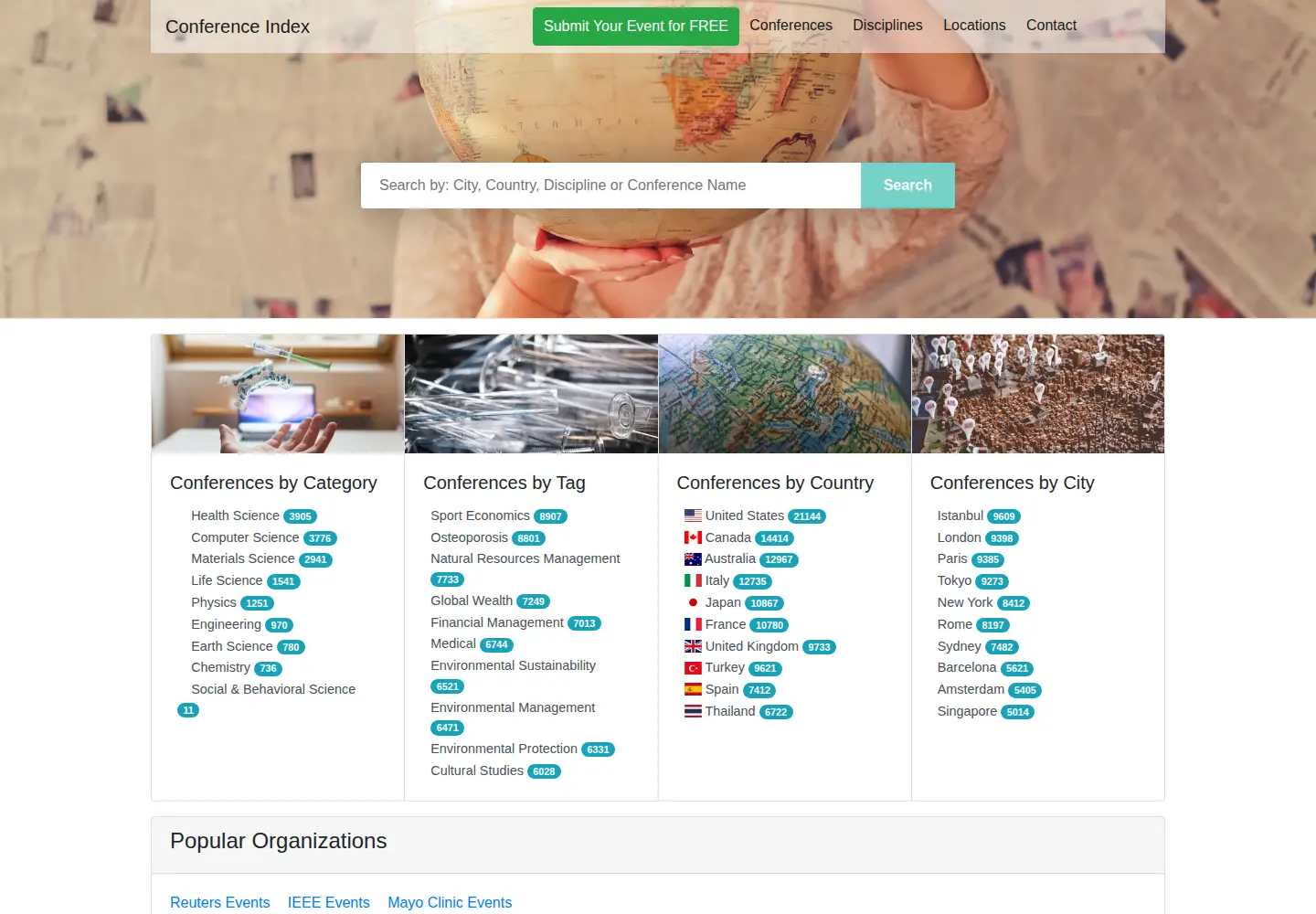 Screenshot of conferenceindex.org