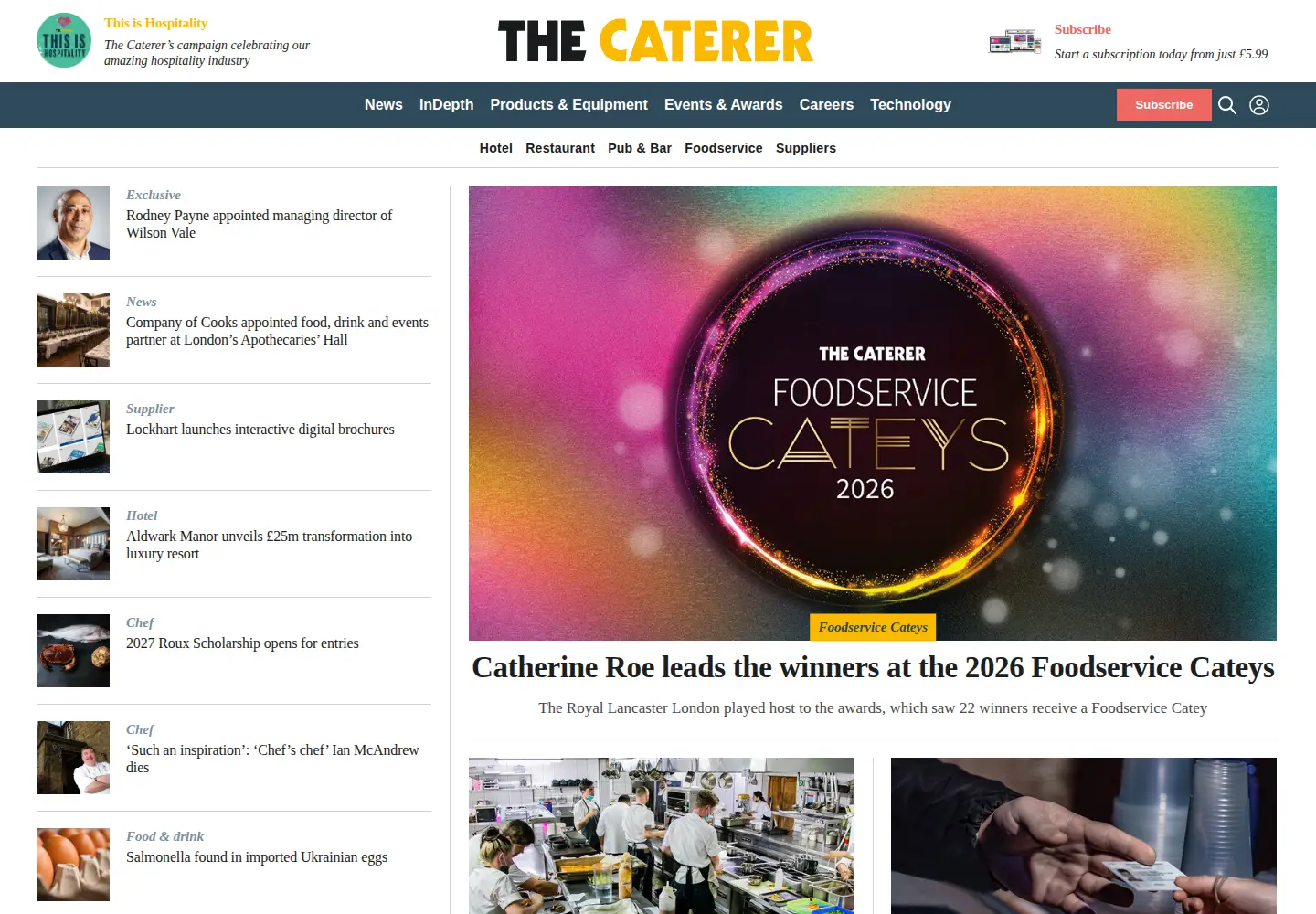 Screenshot of thecaterer.com