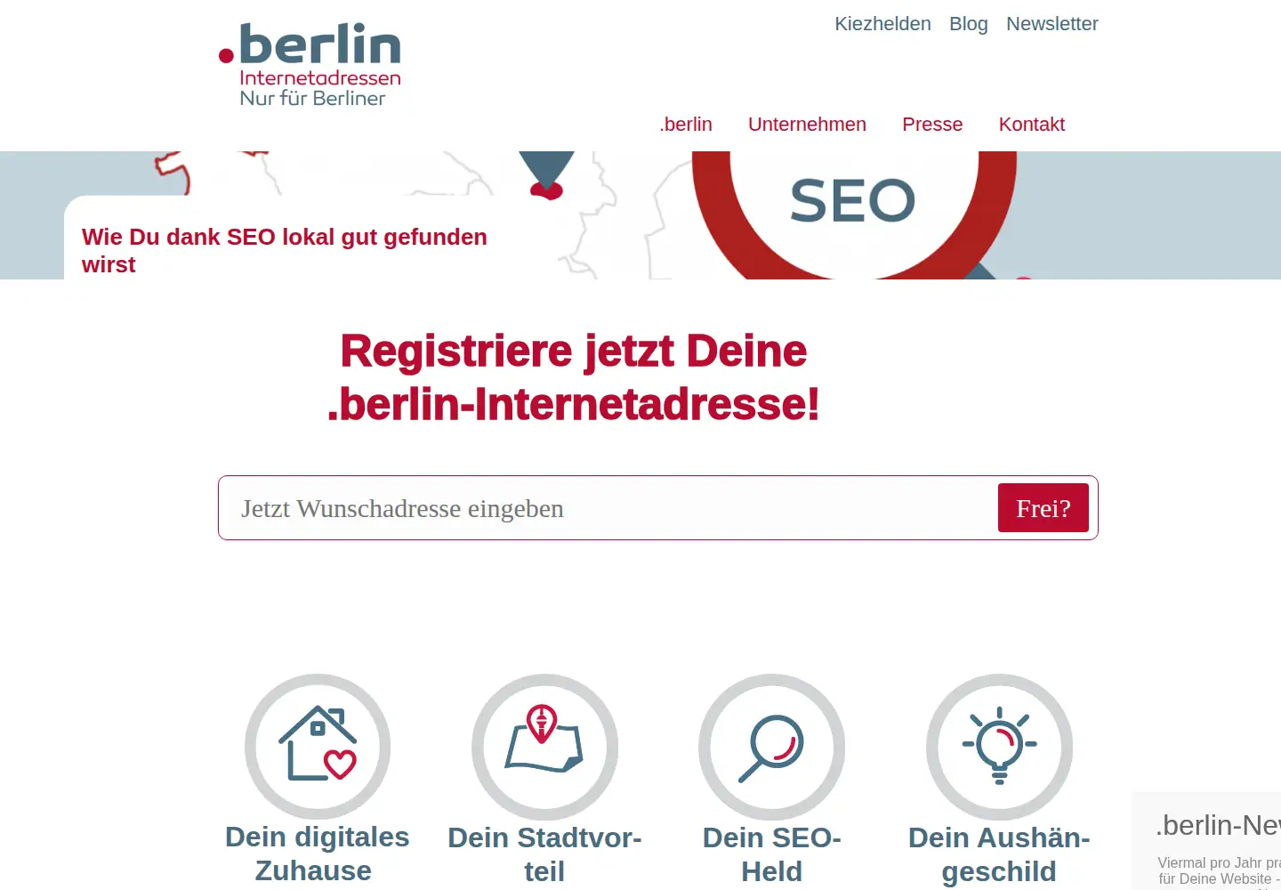 Captured homepage of dot.berlin in the current scan