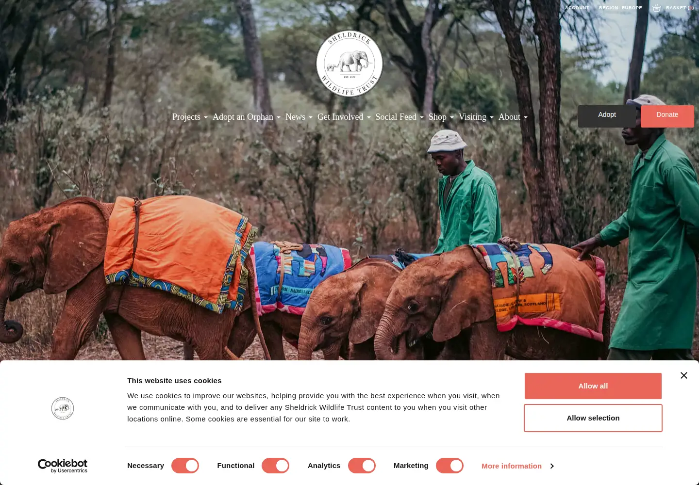 Screenshot of sheldrickwildlifetrust.org