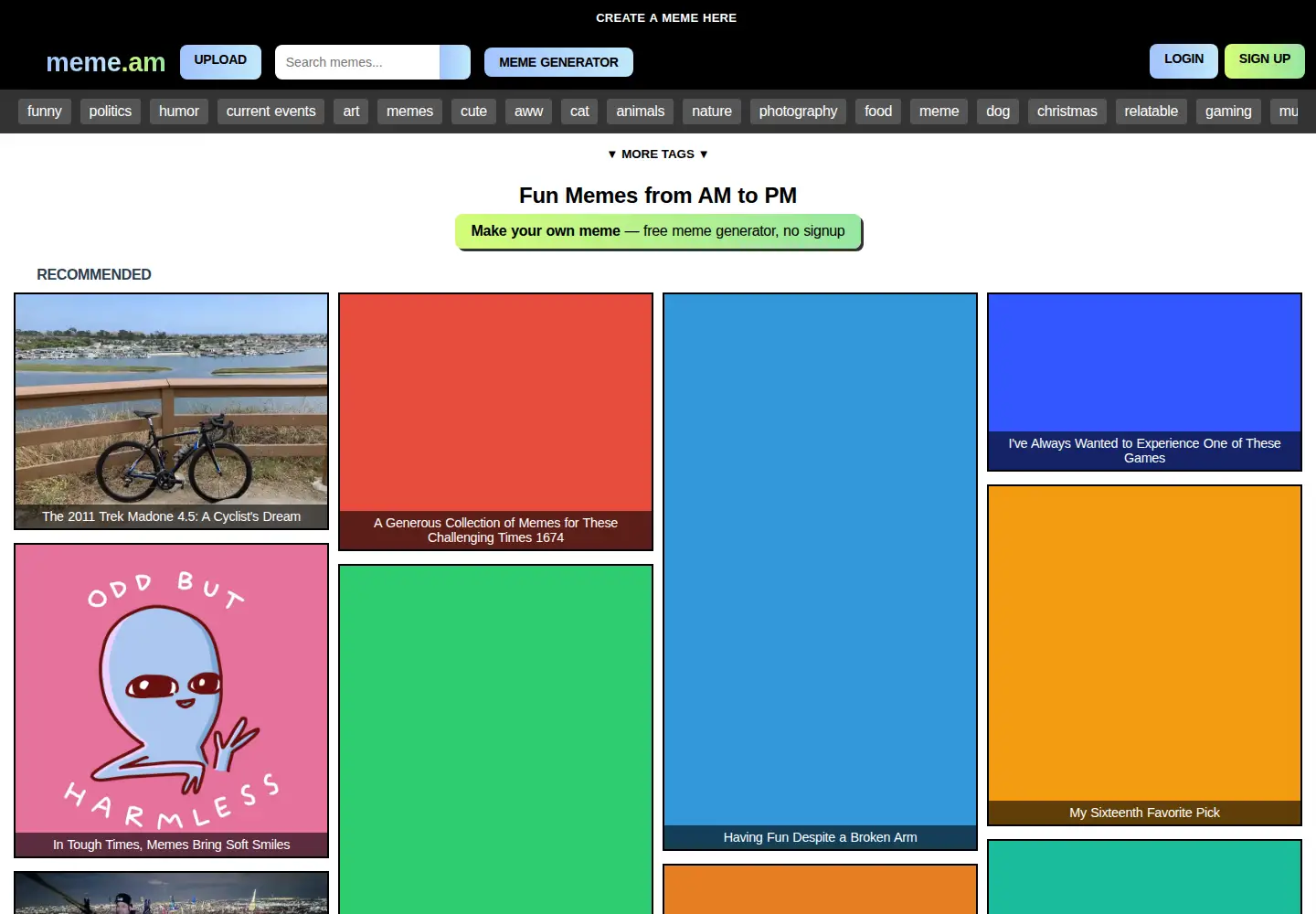 Captured homepage of meme.am in the current scan