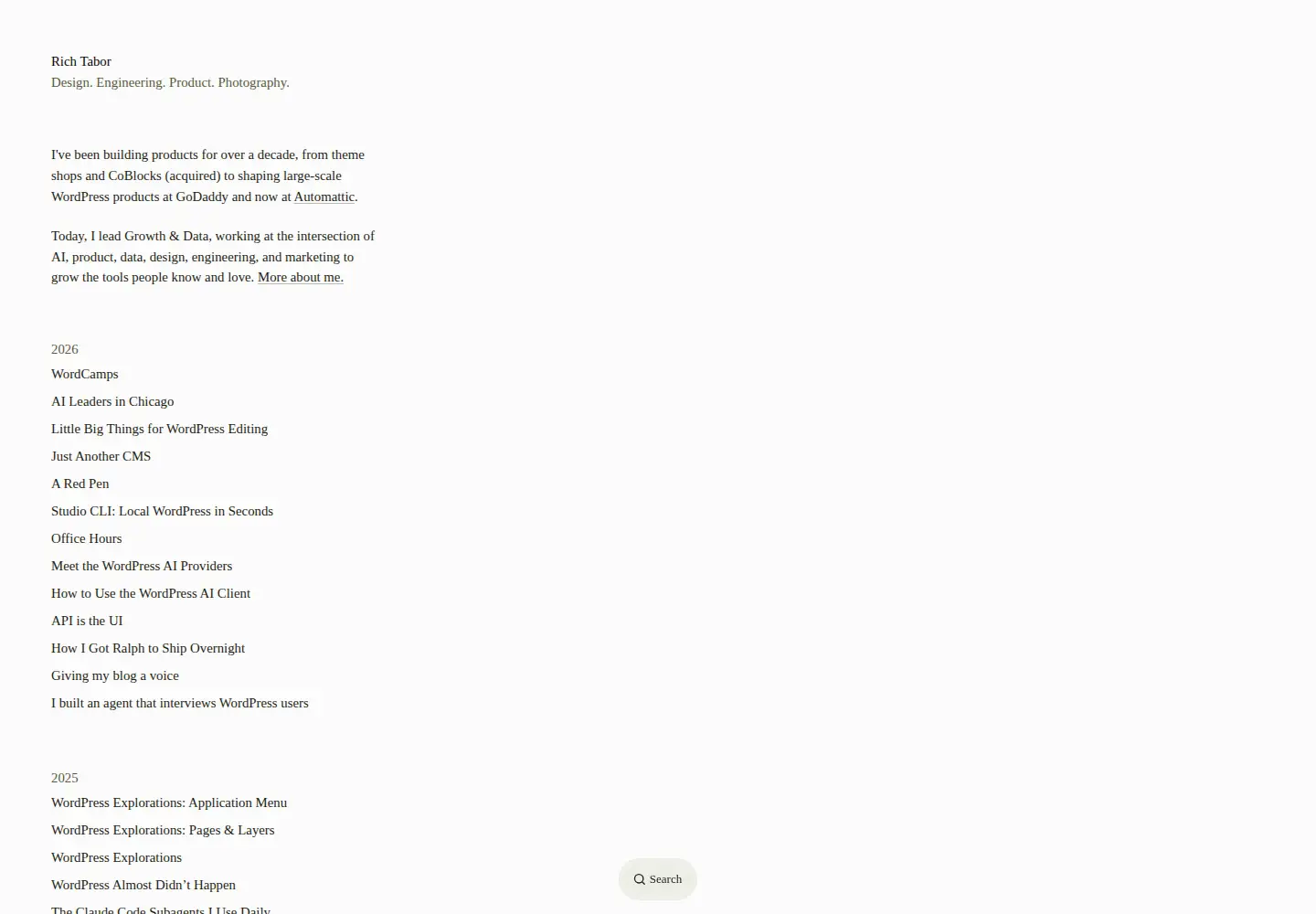 Captured homepage of richtabor.com in the current scan