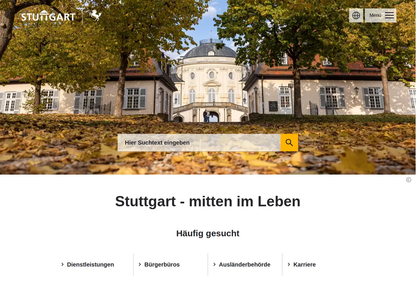 Captured homepage of stuttgart.de in the current scan