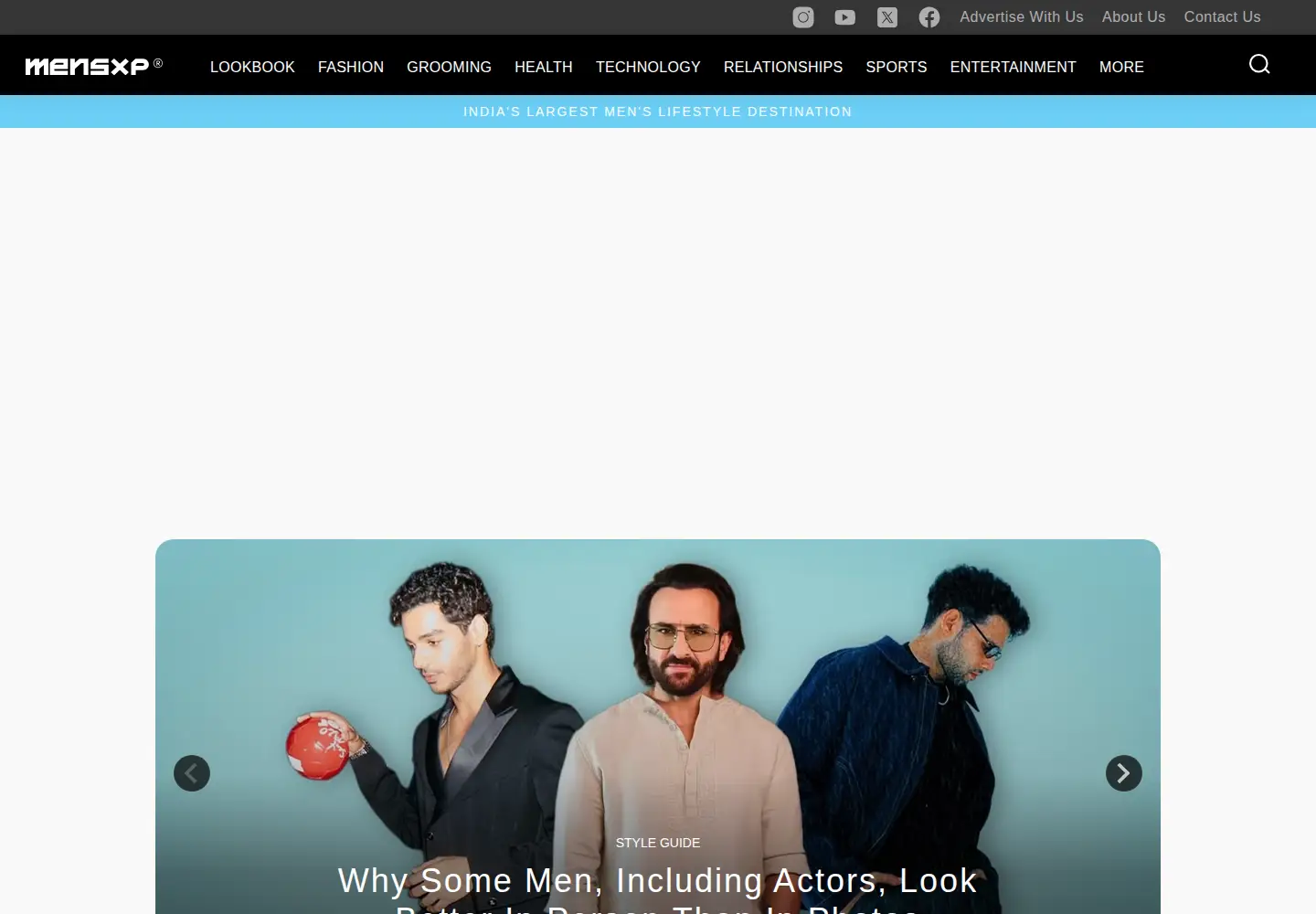 Captured homepage of mensxp.com in the current scan