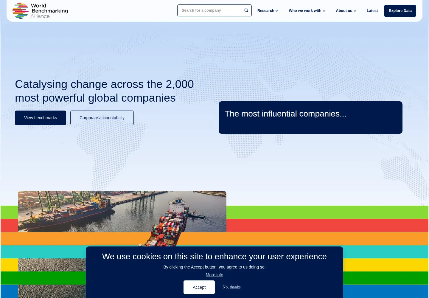 Captured homepage of worldbenchmarkingalliance.org in the current scan