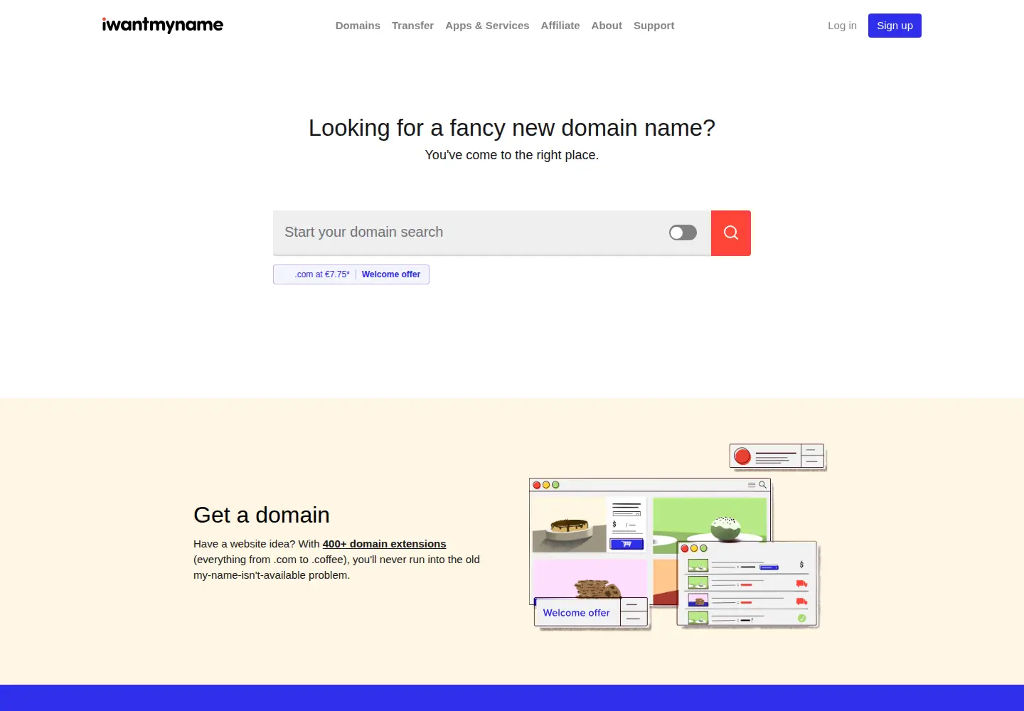Screenshot of iwantmyname.com