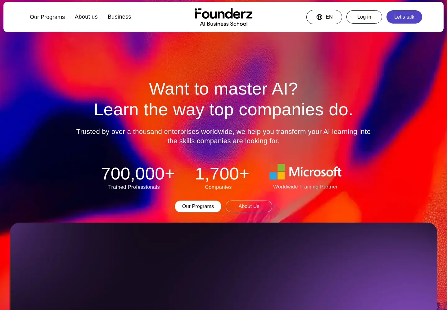 Captured homepage of founderz.com in the current scan