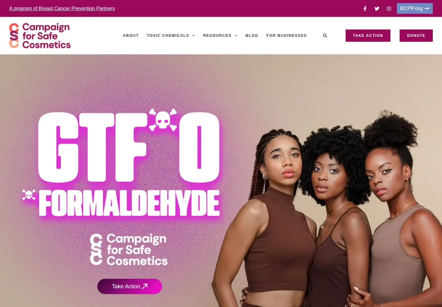 Captured homepage of safecosmetics.org in the current scan