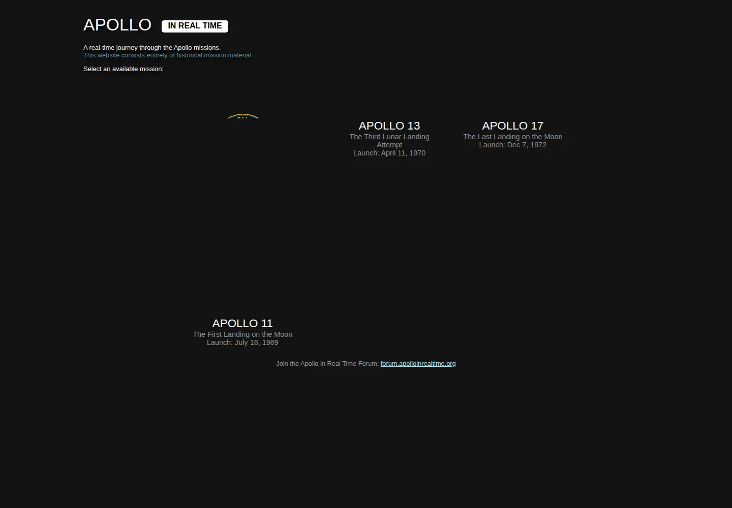 Captured homepage of apolloinrealtime.org in the current scan