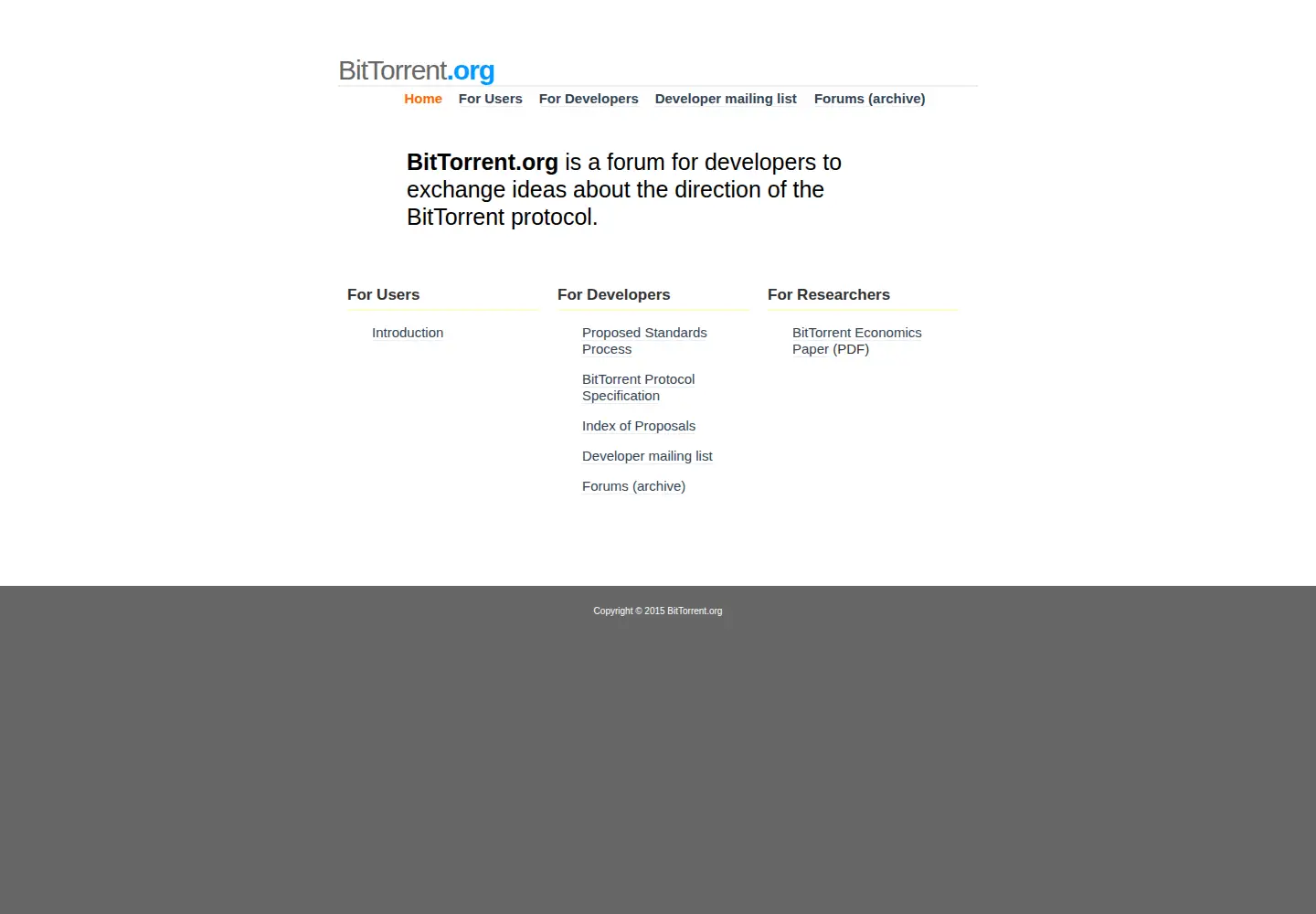 Screenshot of bittorrent.org
