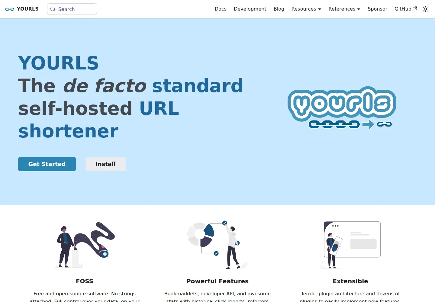Screenshot of yourls.org