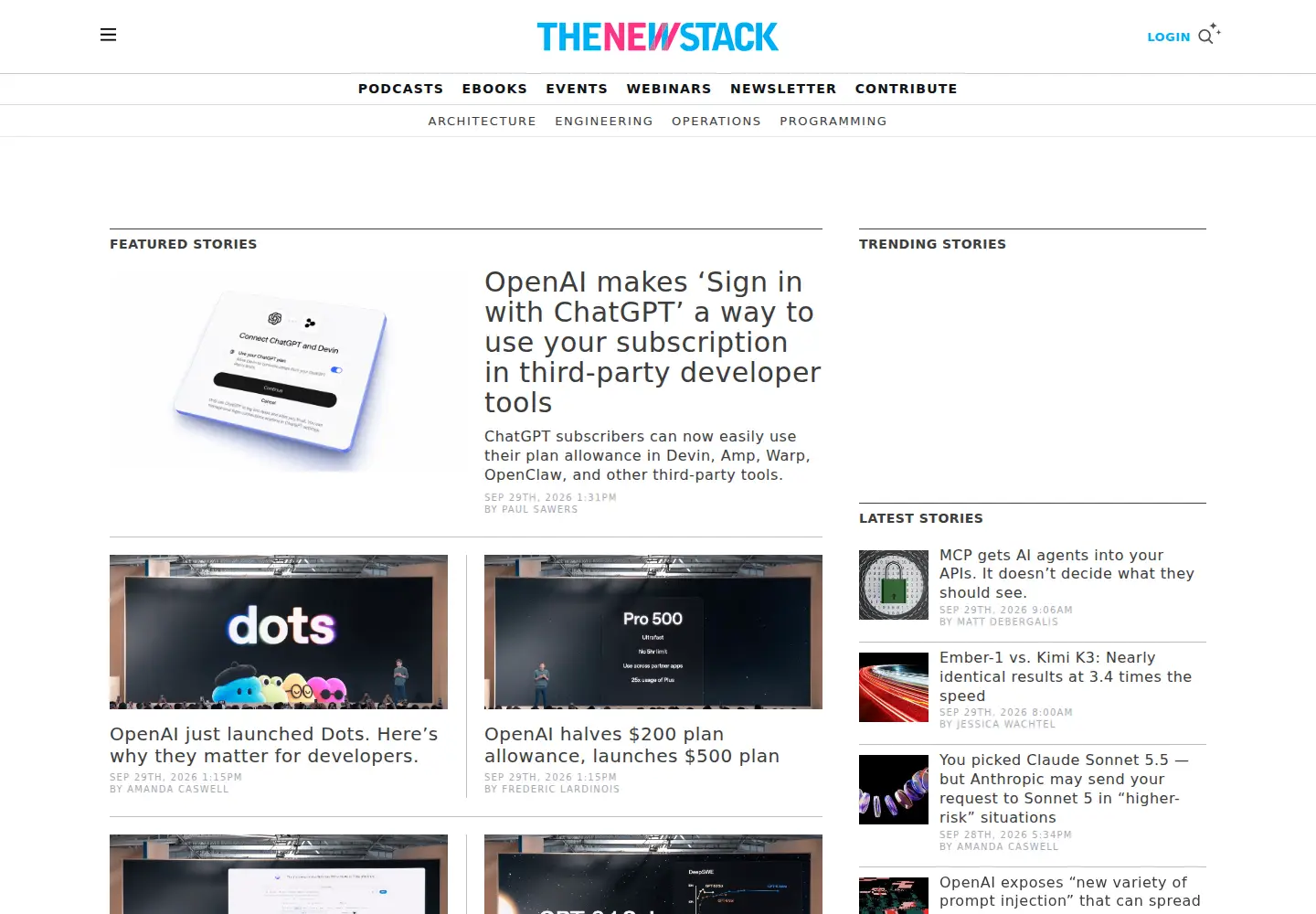 Screenshot of thenewstack.io
