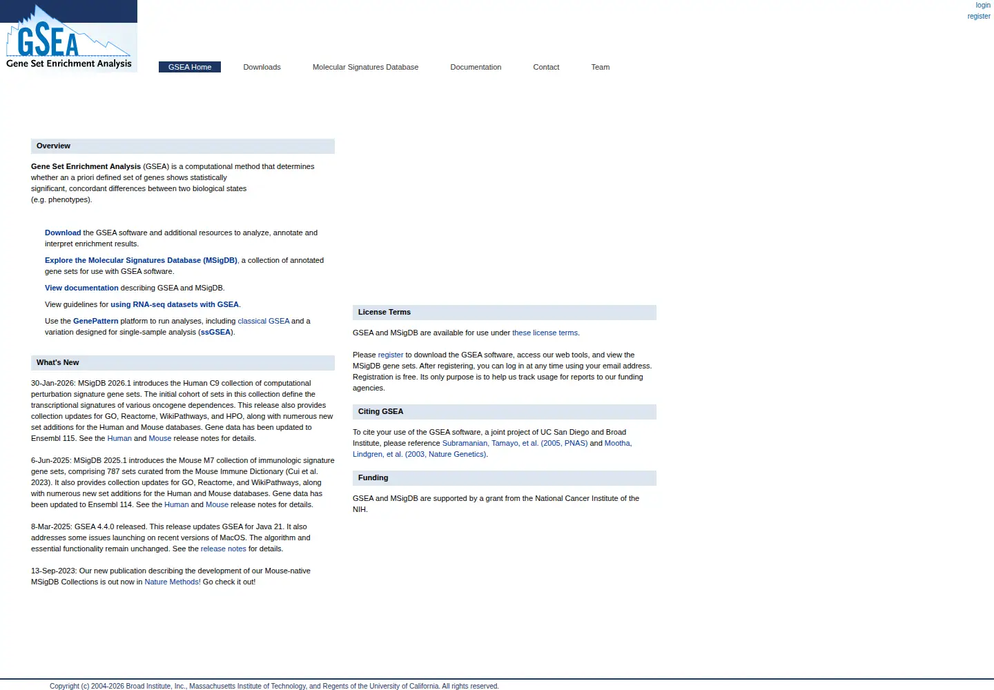 Screenshot of gsea-msigdb.org