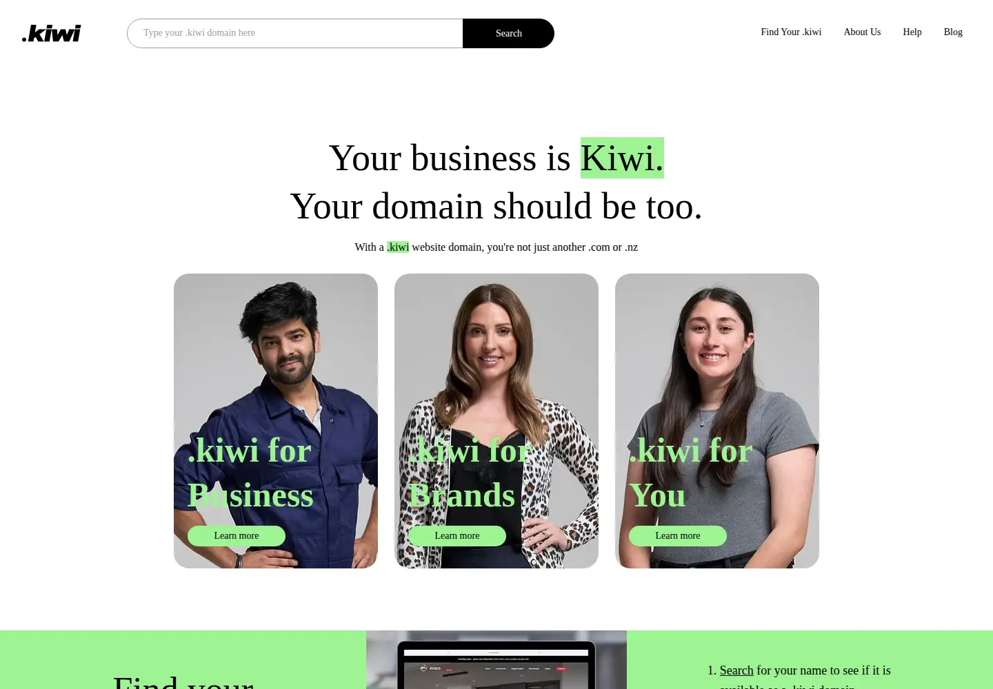 Screenshot of hello.kiwi