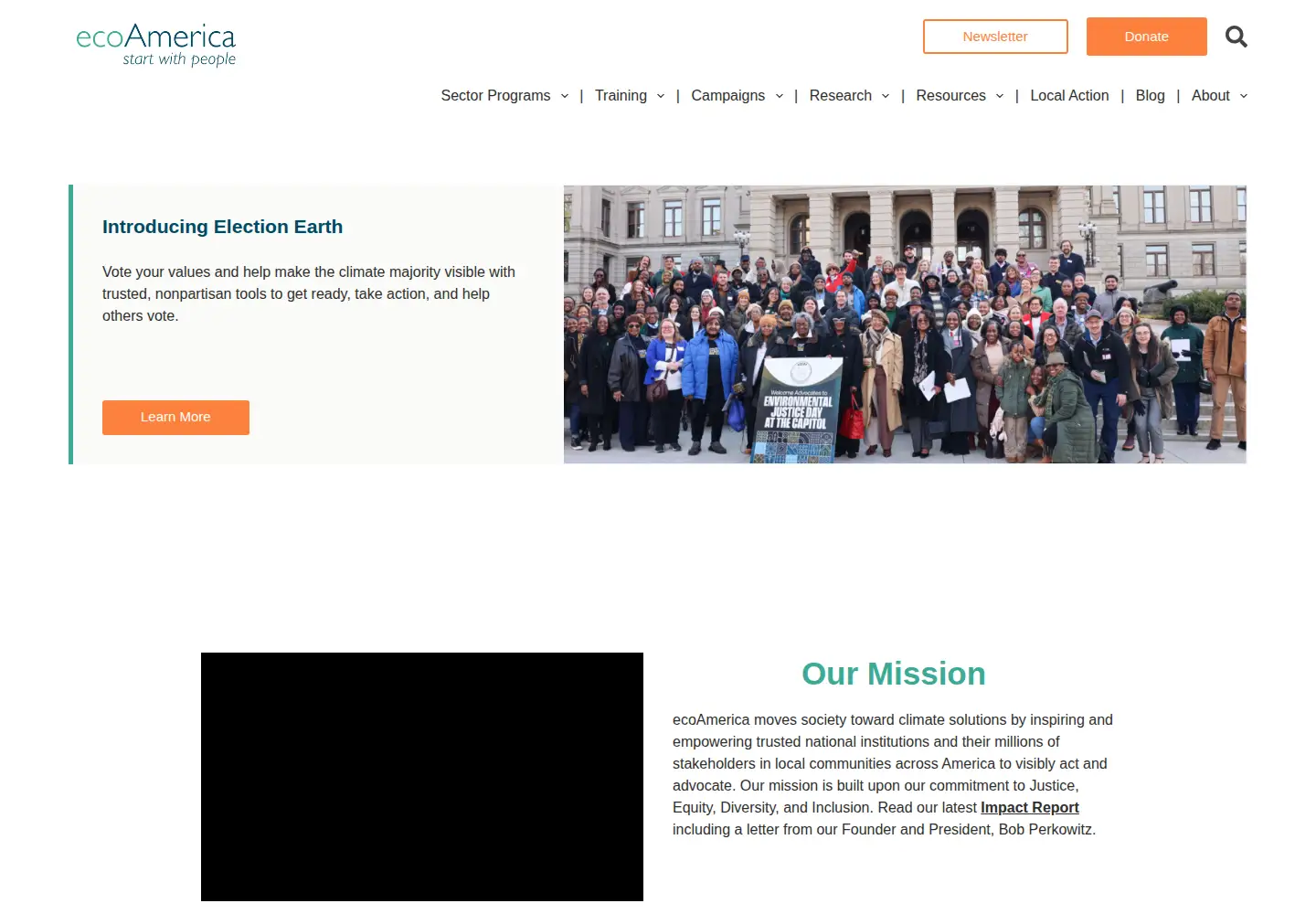 Captured homepage of ecoamerica.org in the current scan