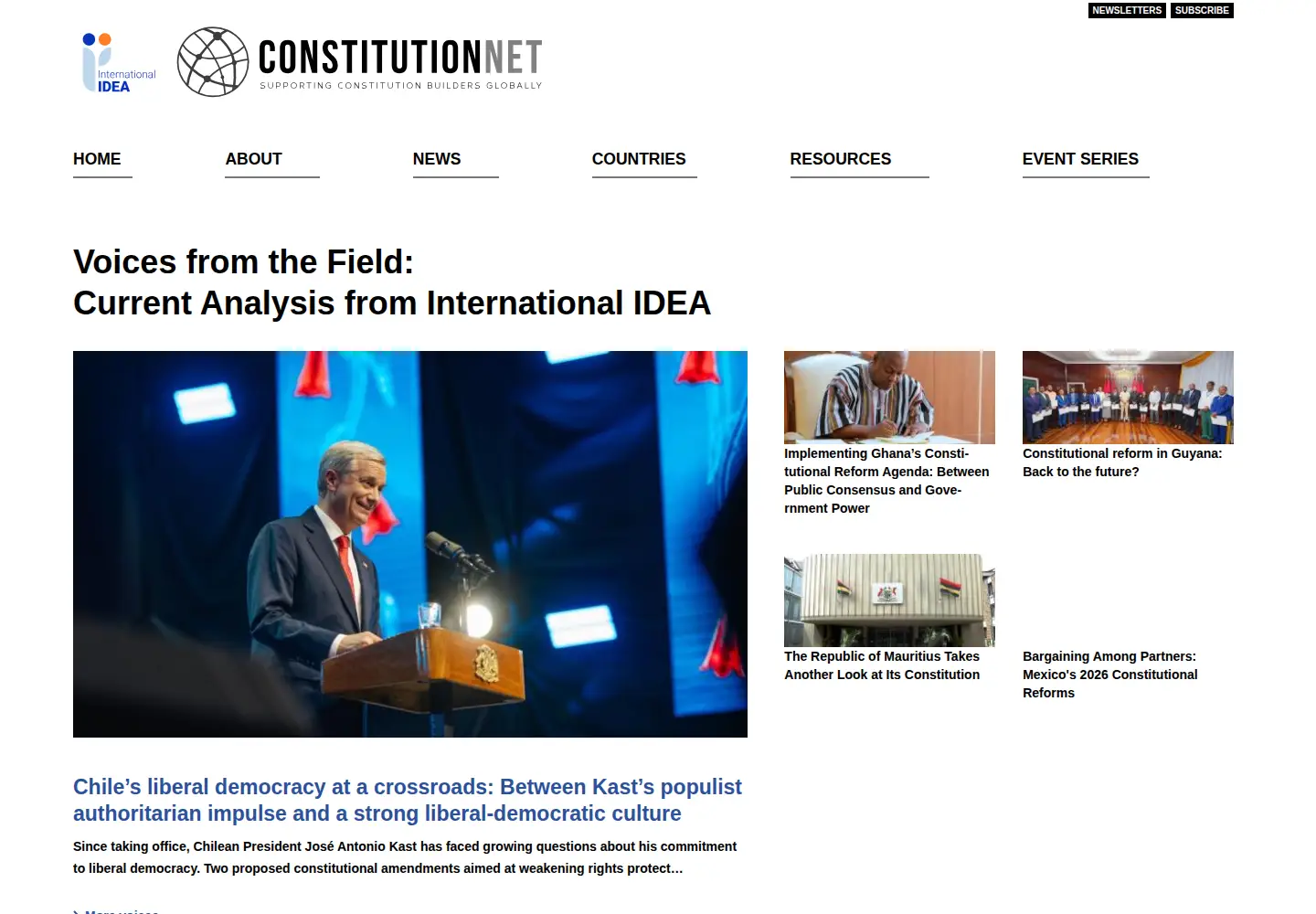 Captured homepage of constitutionnet.org in the current scan