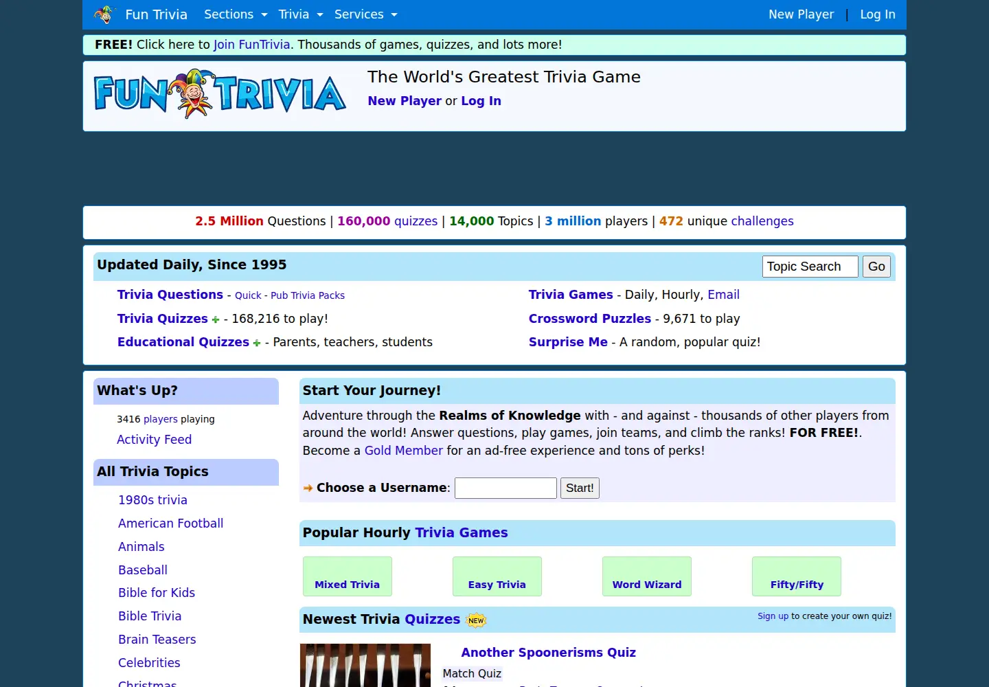 Screenshot of funtrivia.com