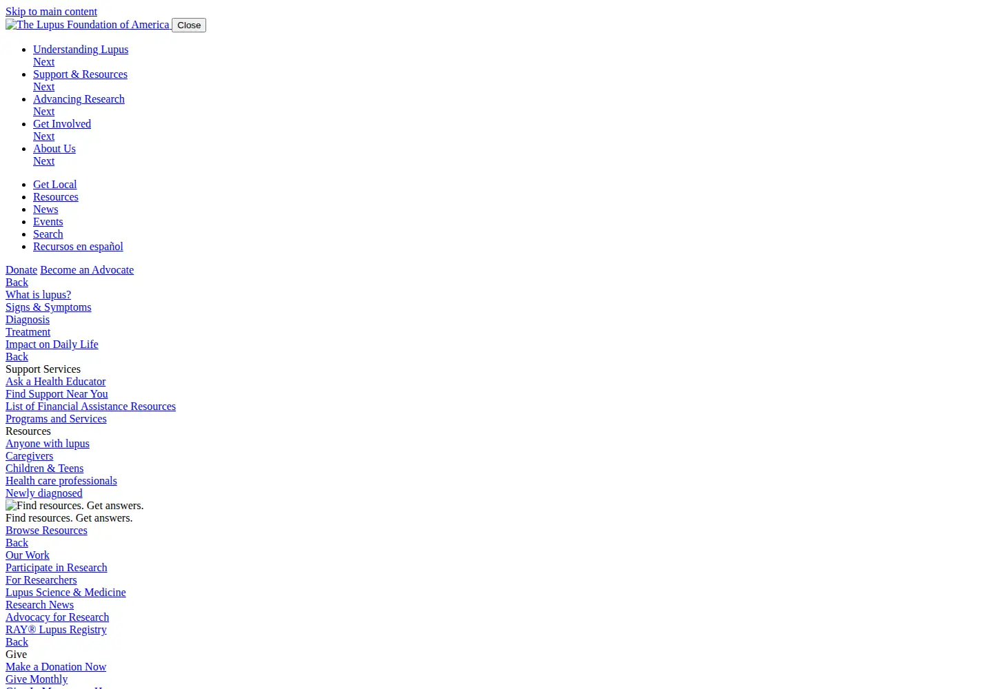 Screenshot of lupus.org