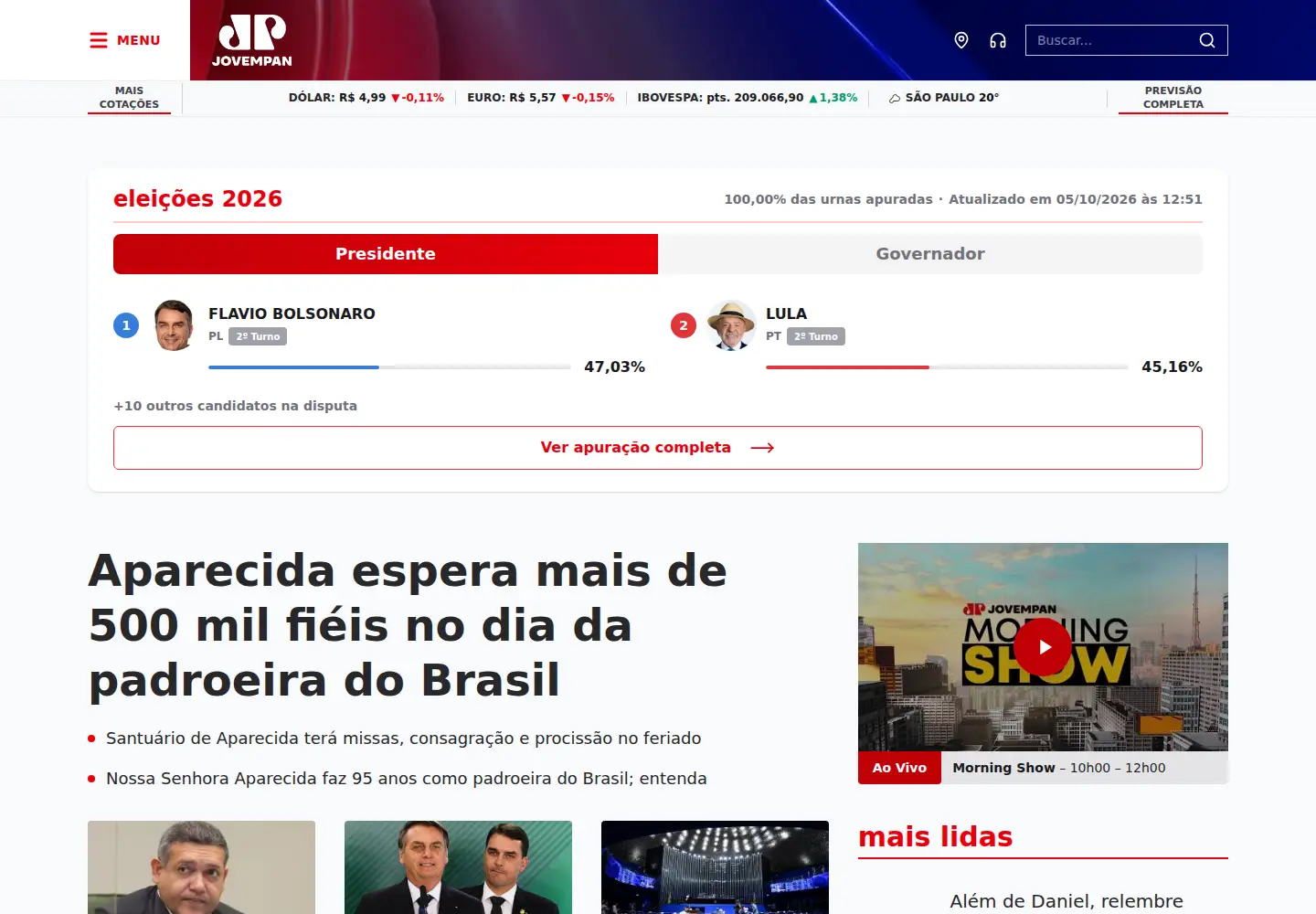 Screenshot of jovempan.com.br