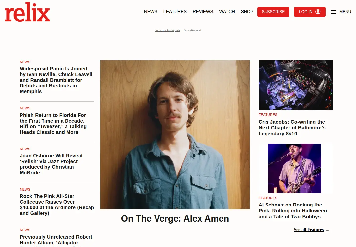 Captured homepage of relix.com in the current scan