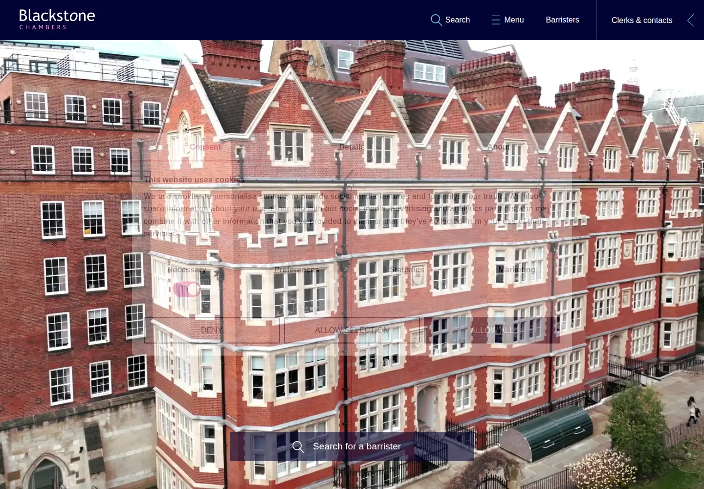 Screenshot of blackstonechambers.com
