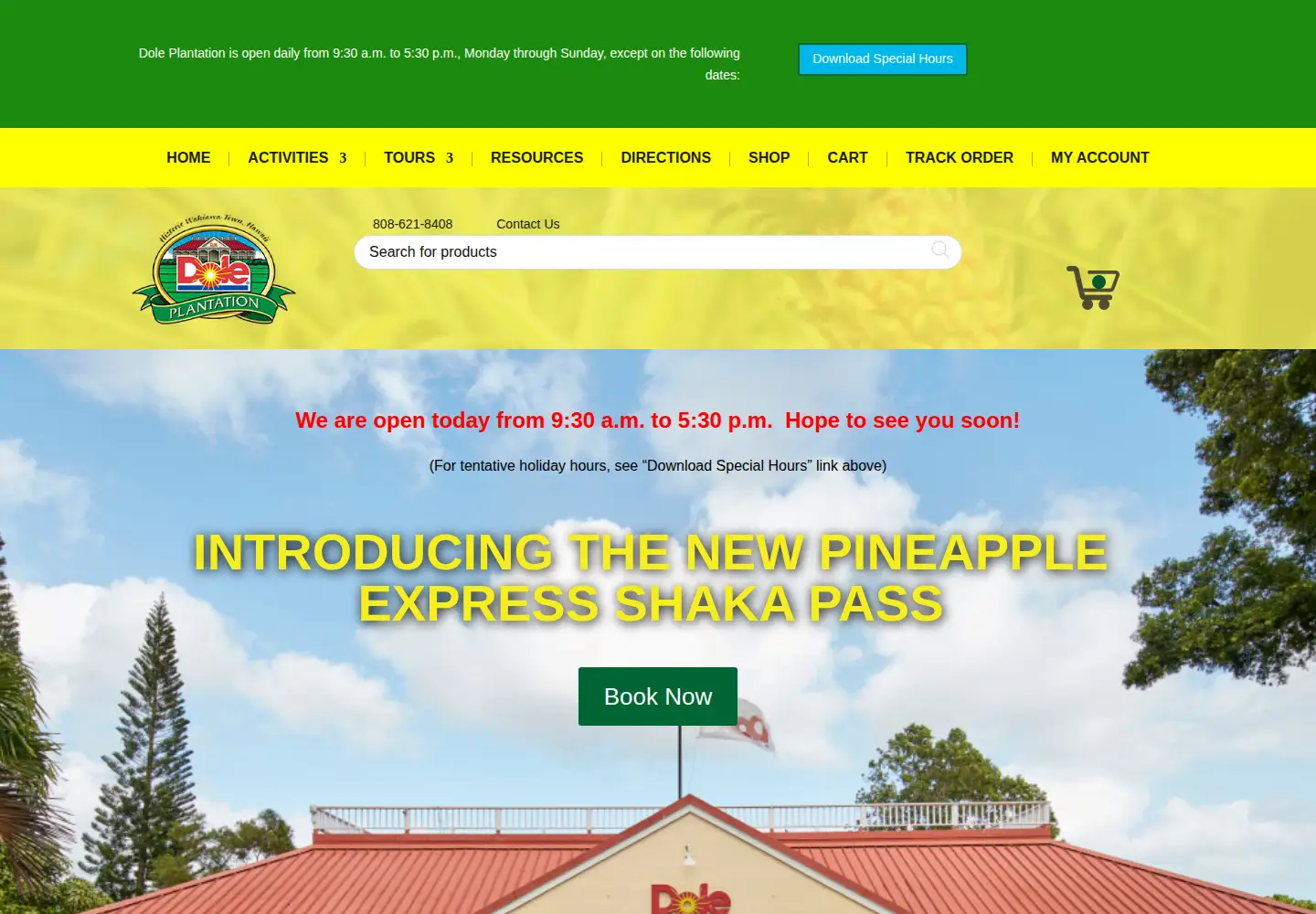 Captured homepage of doleplantation.com in the current scan