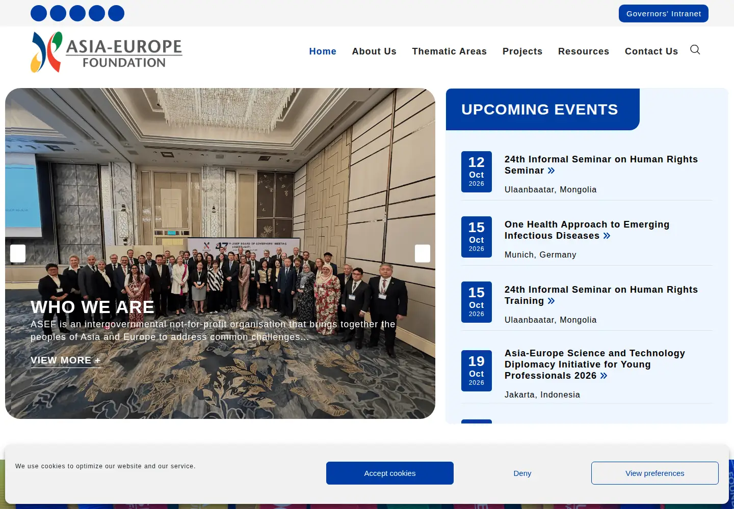 Captured homepage of asef.org in the current scan