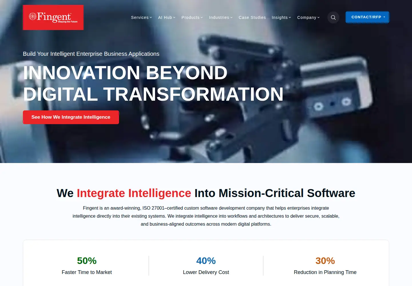 Captured homepage of fingent.com in the current scan