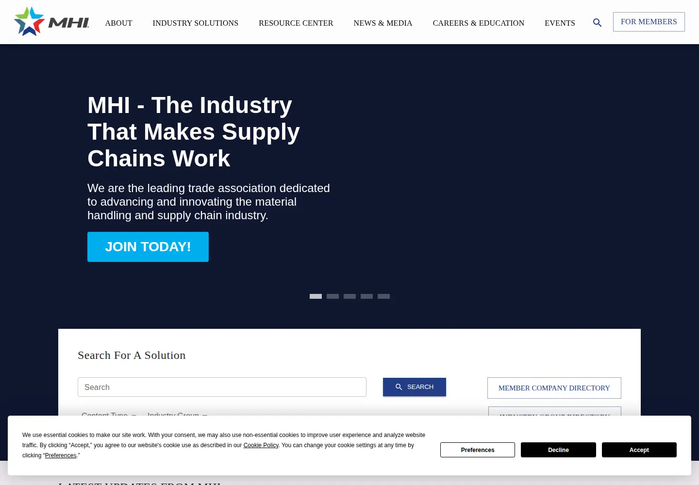 Captured homepage of mhi.org in the current scan