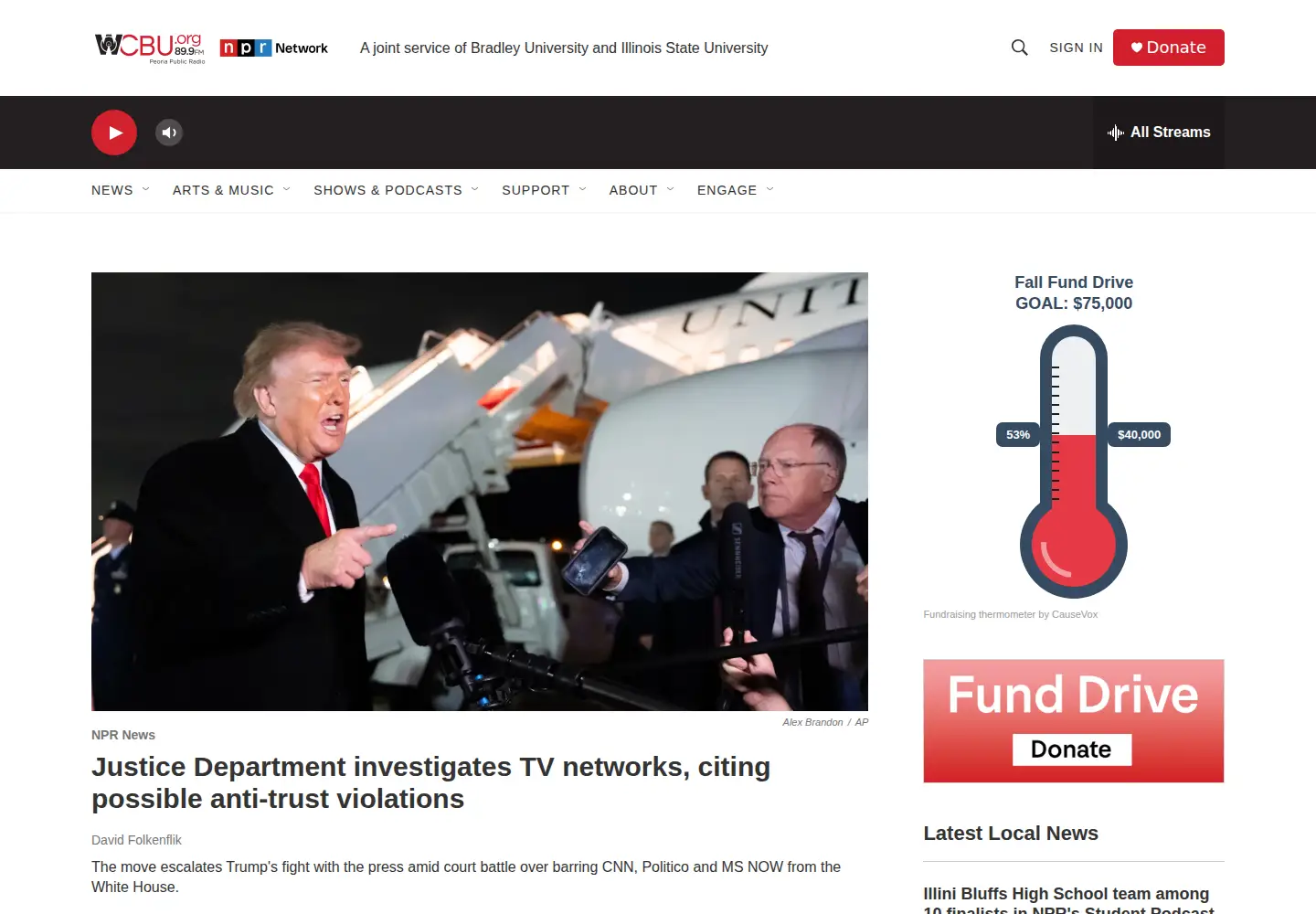 Captured homepage of wcbu.org in the current scan