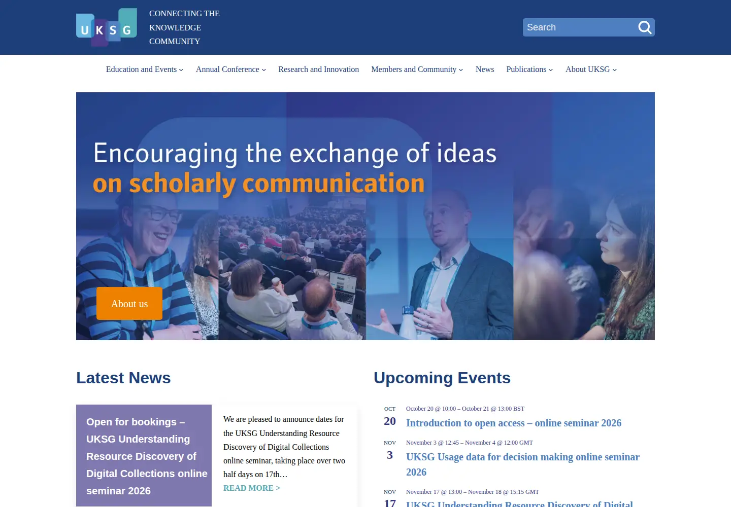 Captured homepage of uksg.org in the current scan