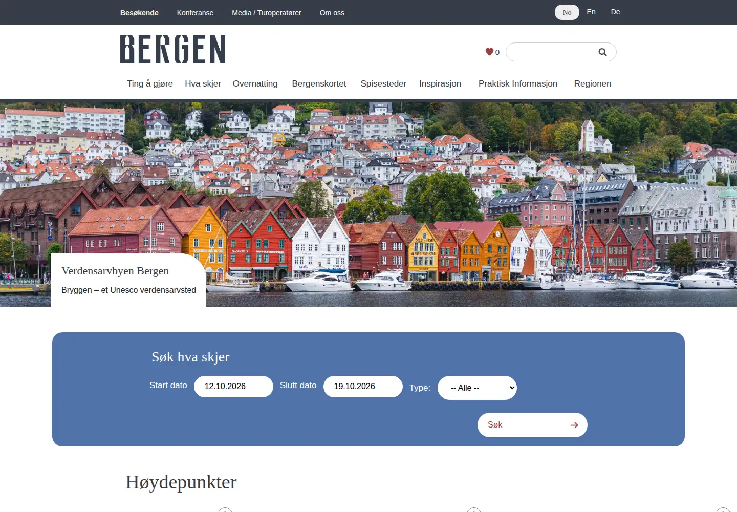 Screenshot of visitbergen.com