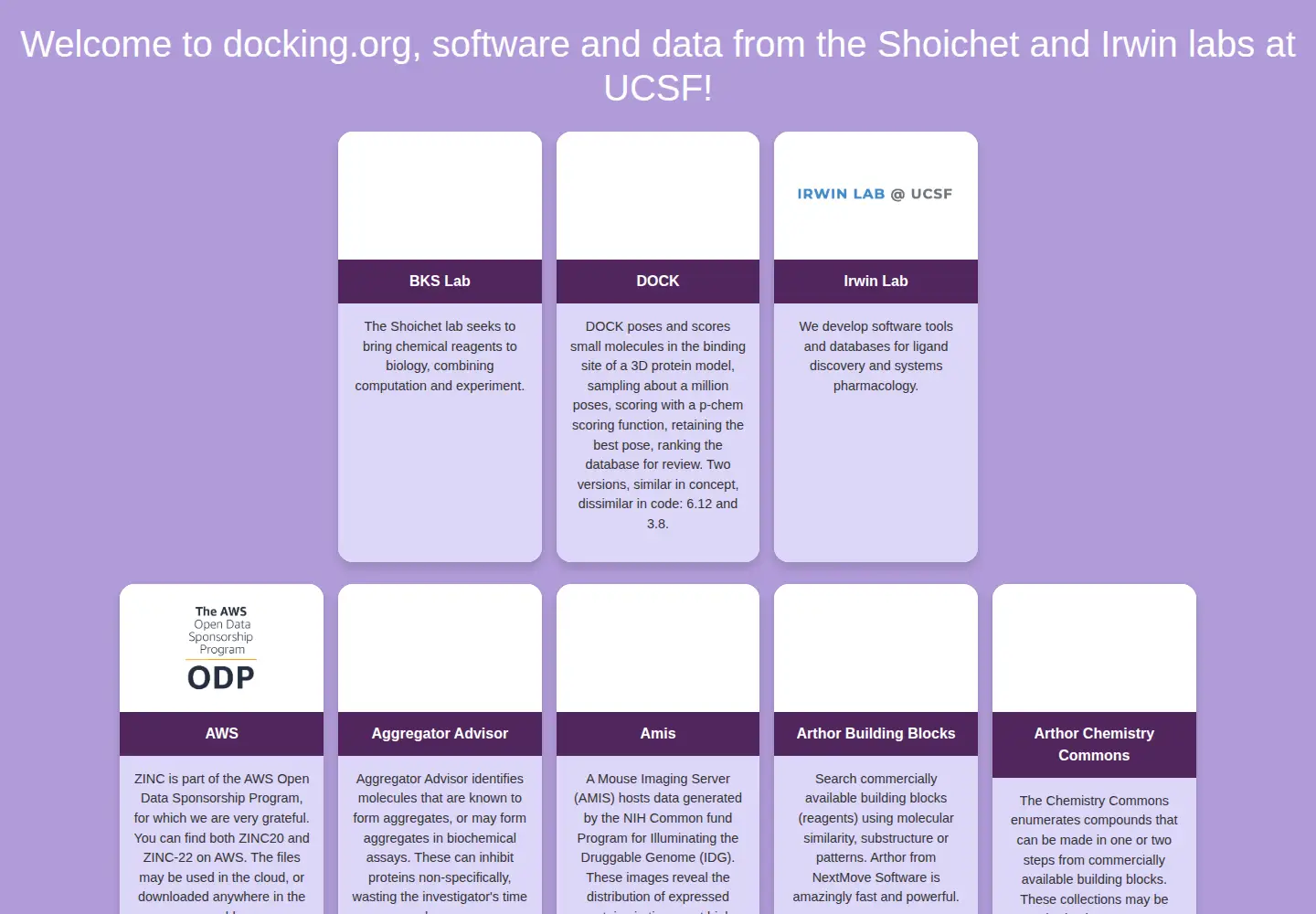 Captured homepage of docking.org in the current scan