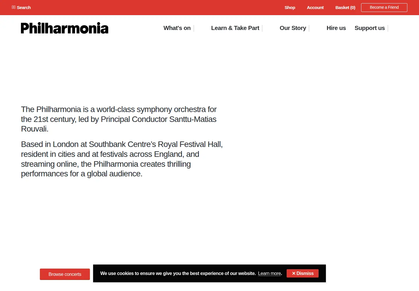Captured homepage of philharmonia.co.uk in the current scan