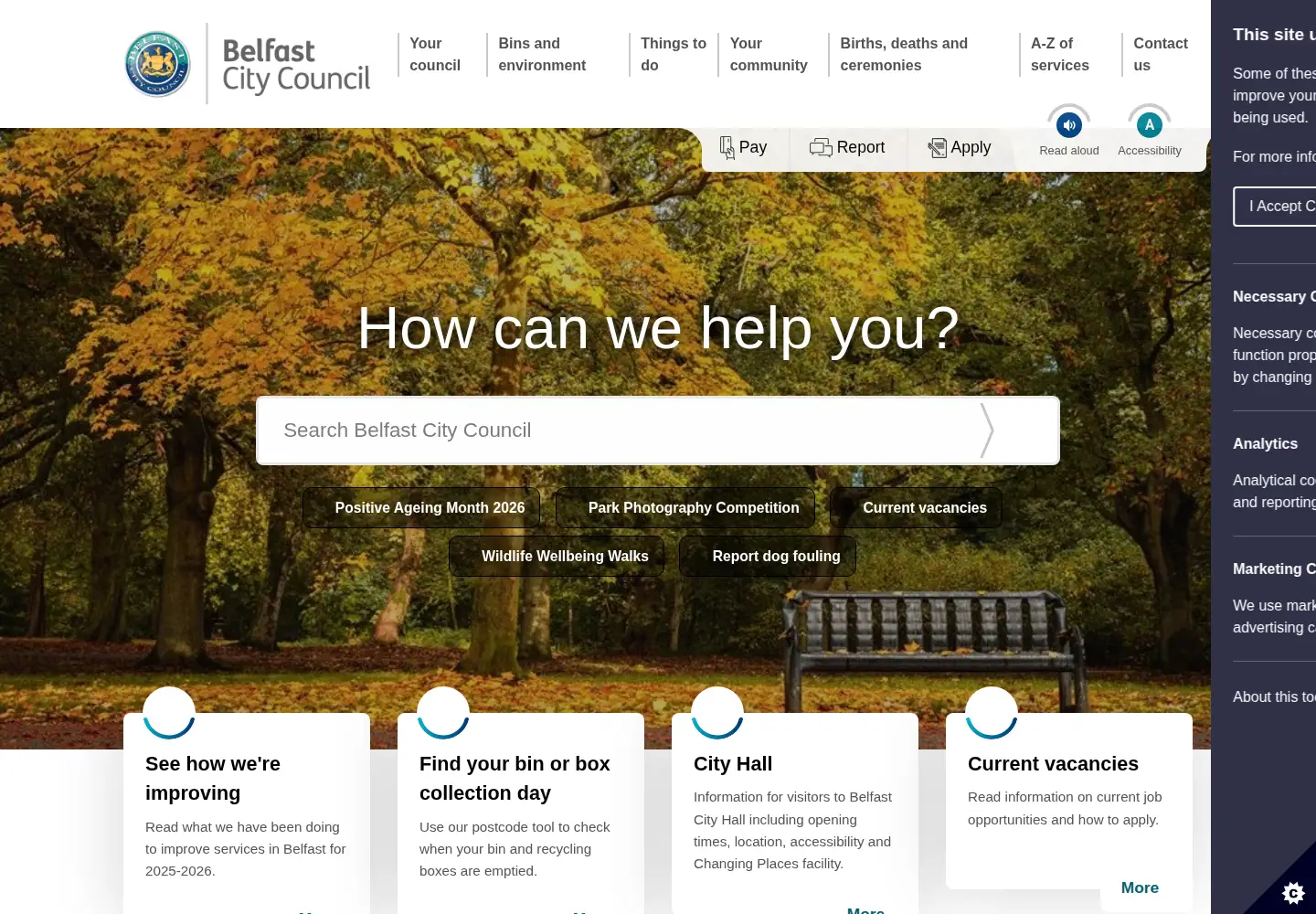 Screenshot of belfastcity.gov.uk