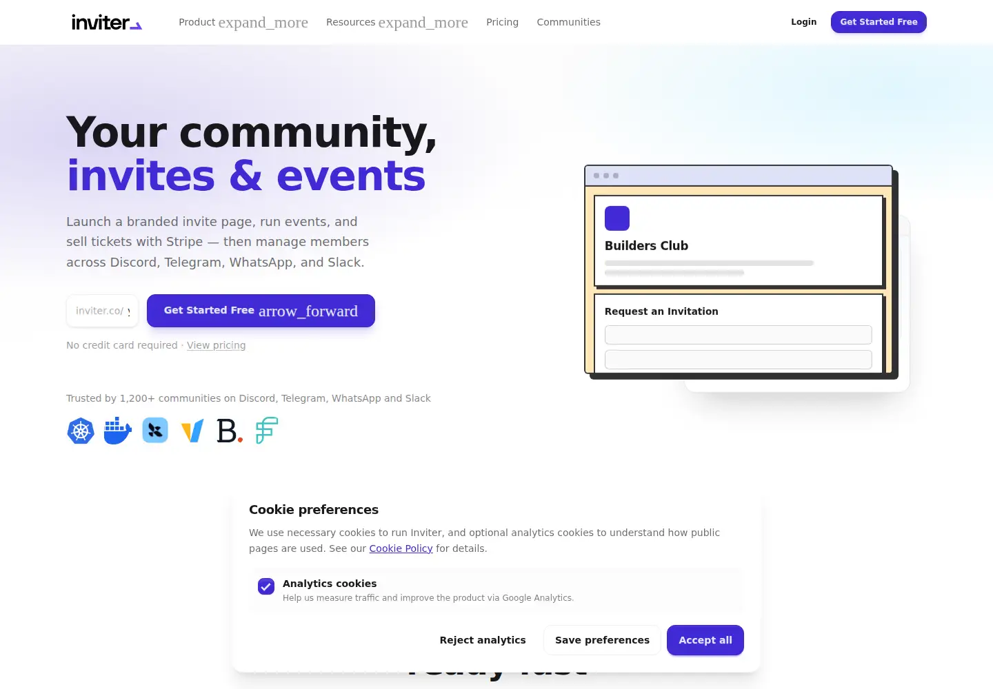 Screenshot of communityinviter.com