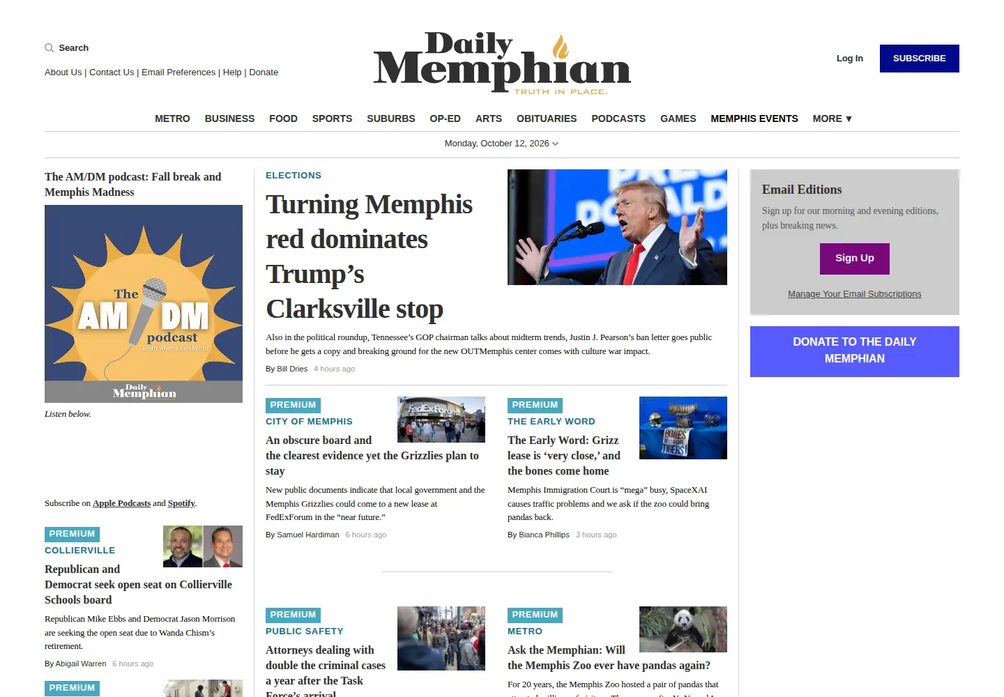 Captured homepage of dailymemphian.com in the current scan