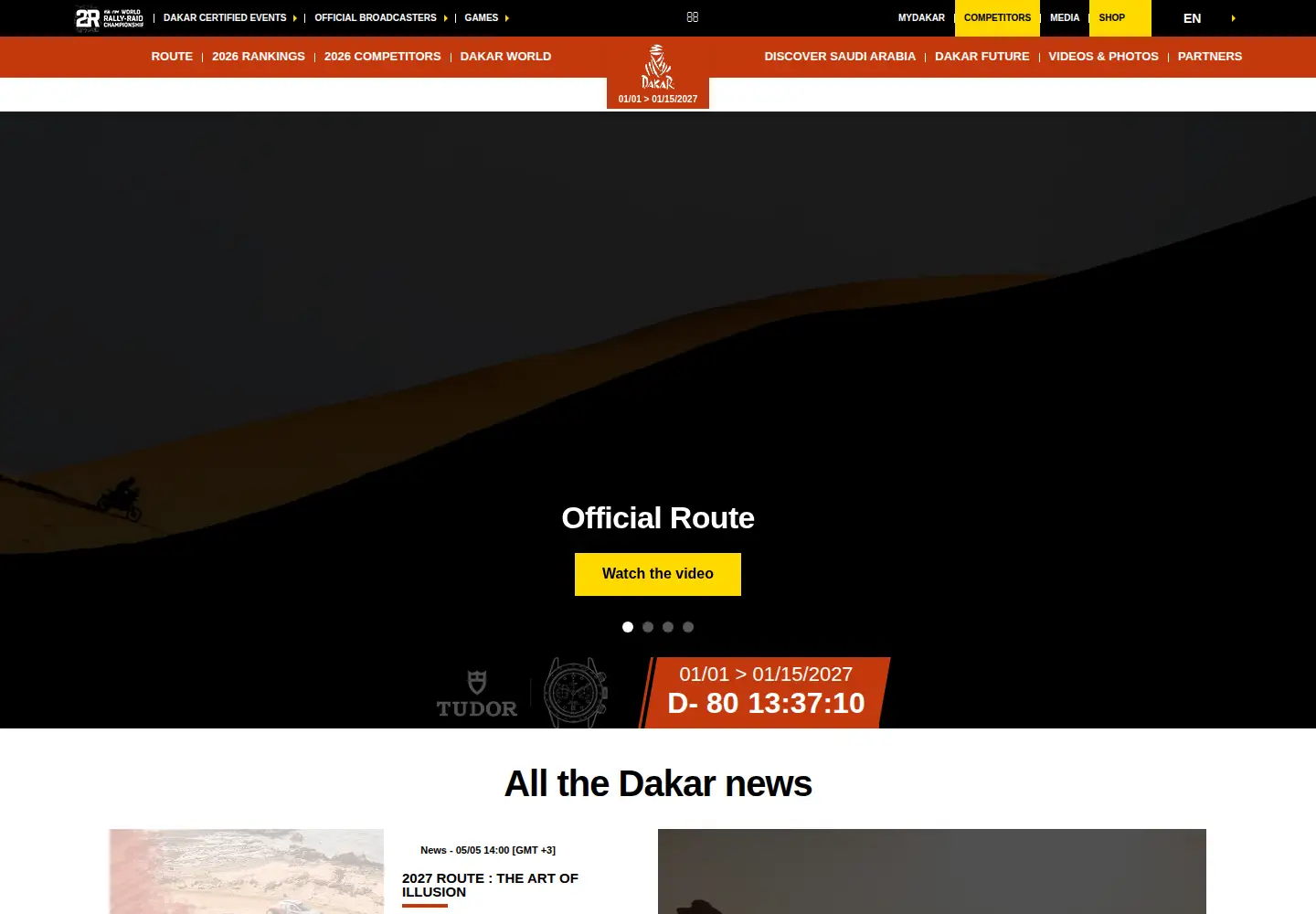 Captured homepage of dakar.com in the current scan