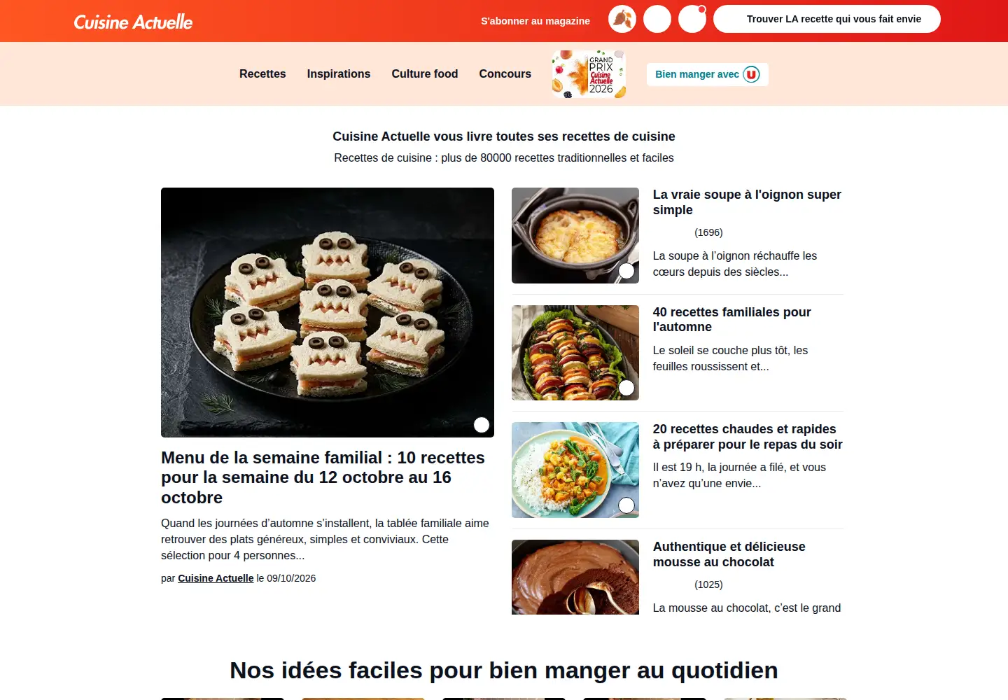 Screenshot of cuisineactuelle.fr